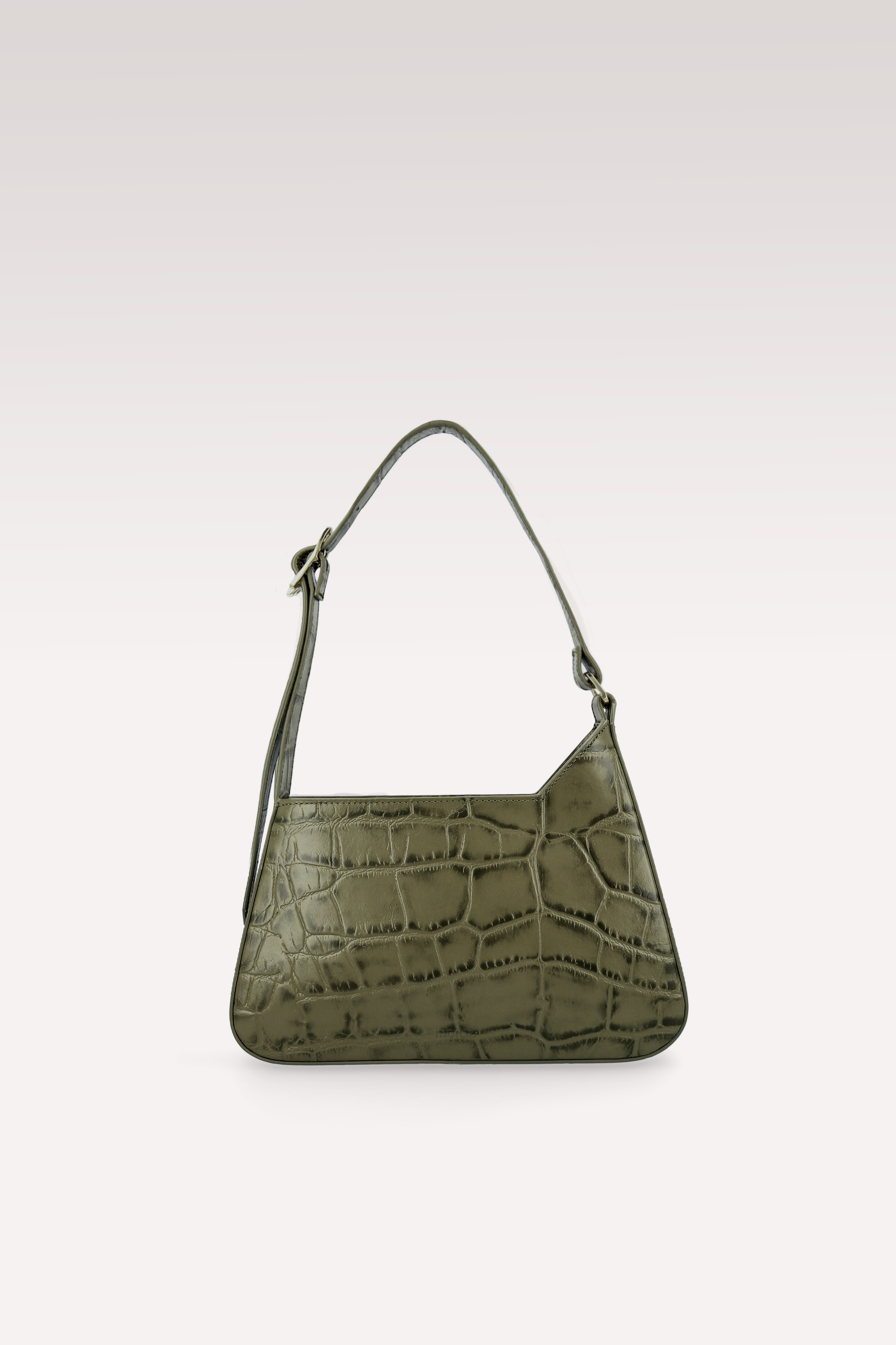 DALIA GREEN COCCO EMBOSSED LEATHER SHOULDER BAG