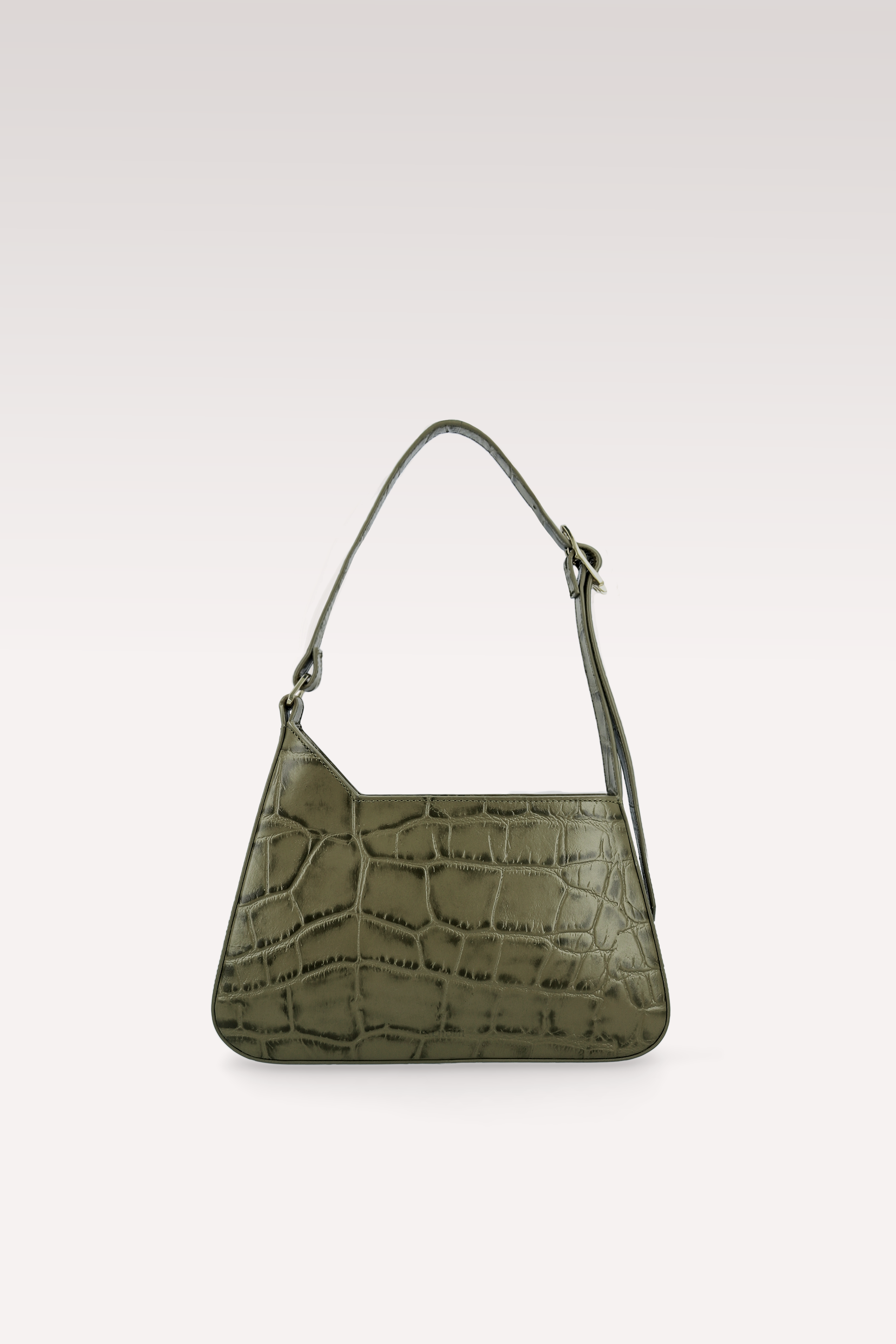 DALIA GREEN COCCO EMBOSSED LEATHER SHOULDER BAG