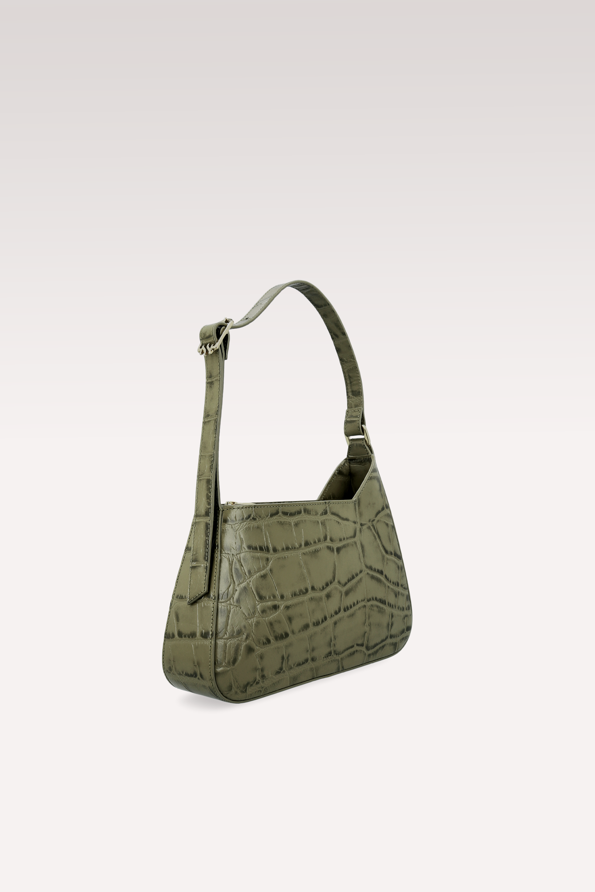 DALIA GREEN COCCO EMBOSSED LEATHER SHOULDER BAG