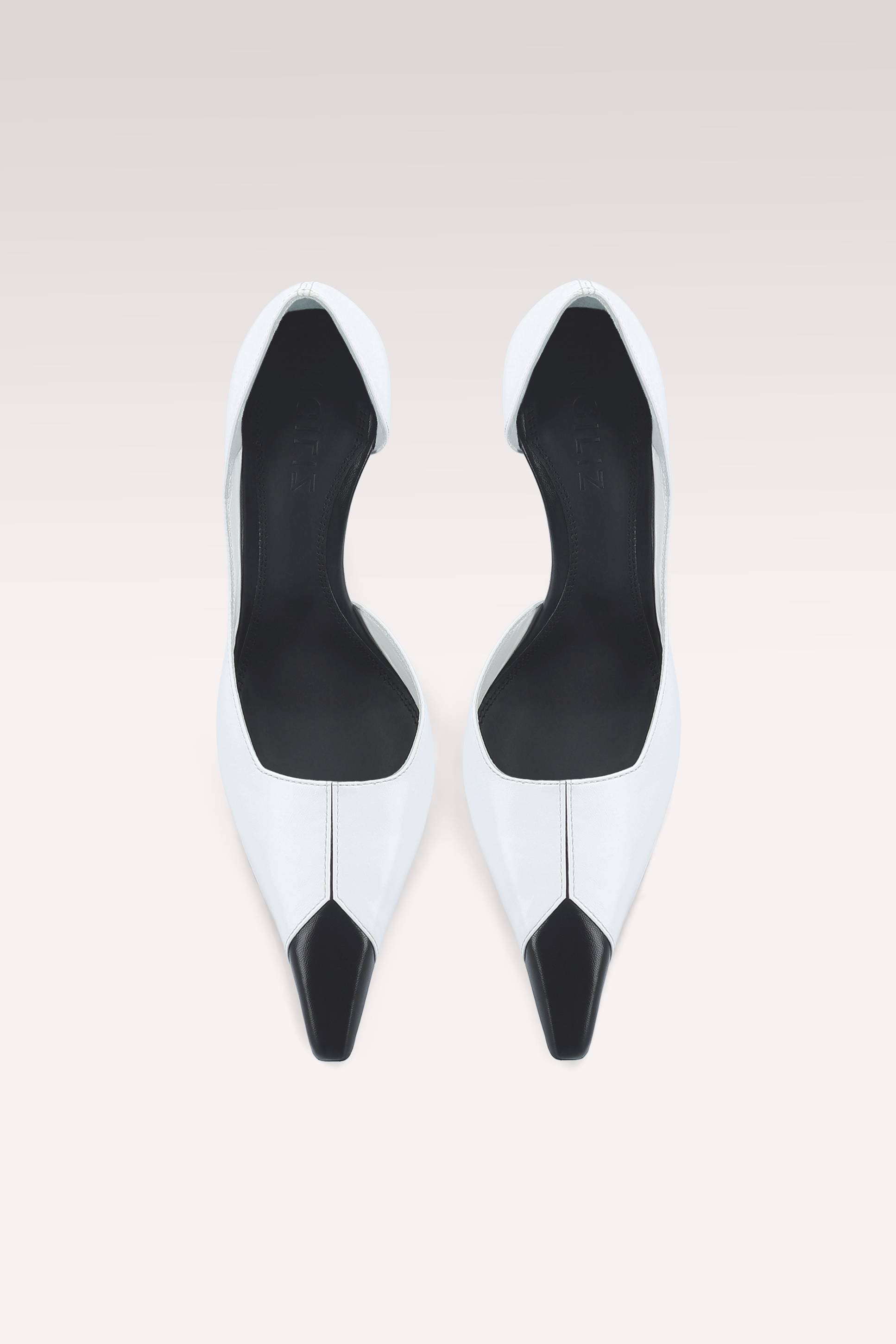VESPER WHITE AND BLACK PUMPS AND MILLY BLACK NAPPA LEATHER MINI BAG