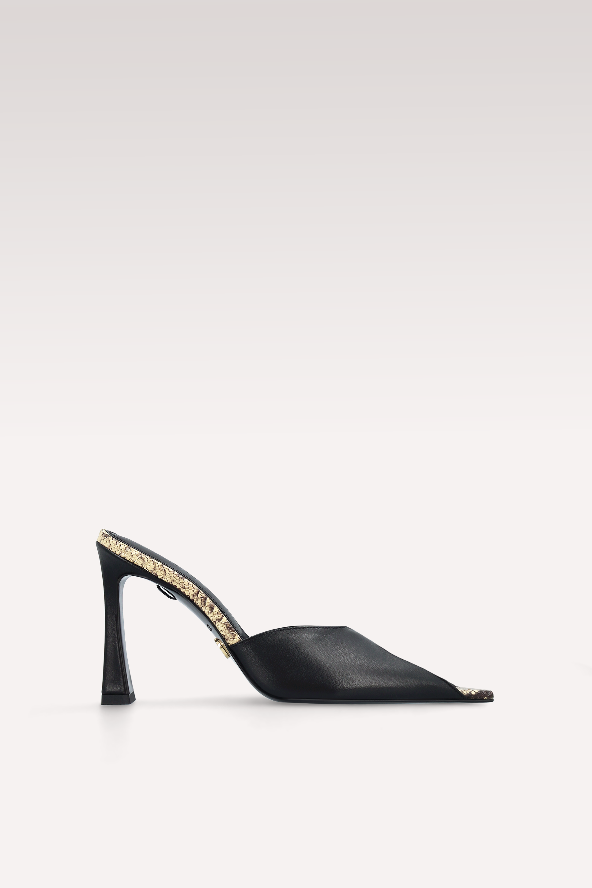 VIPER PYTHON PRINT AND BLACK LEATHER MULES
