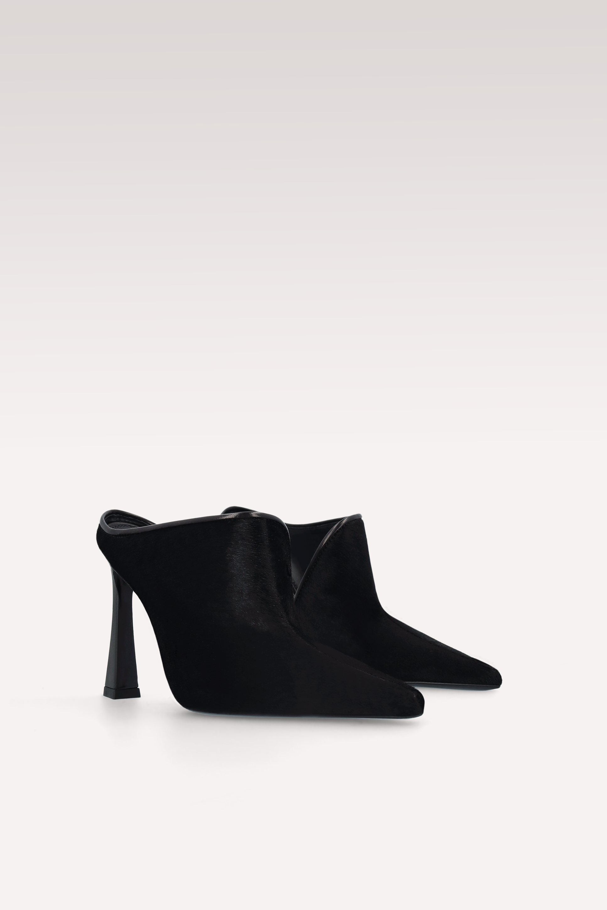 VALE BLACK CALF HAIR LEATHER MULES