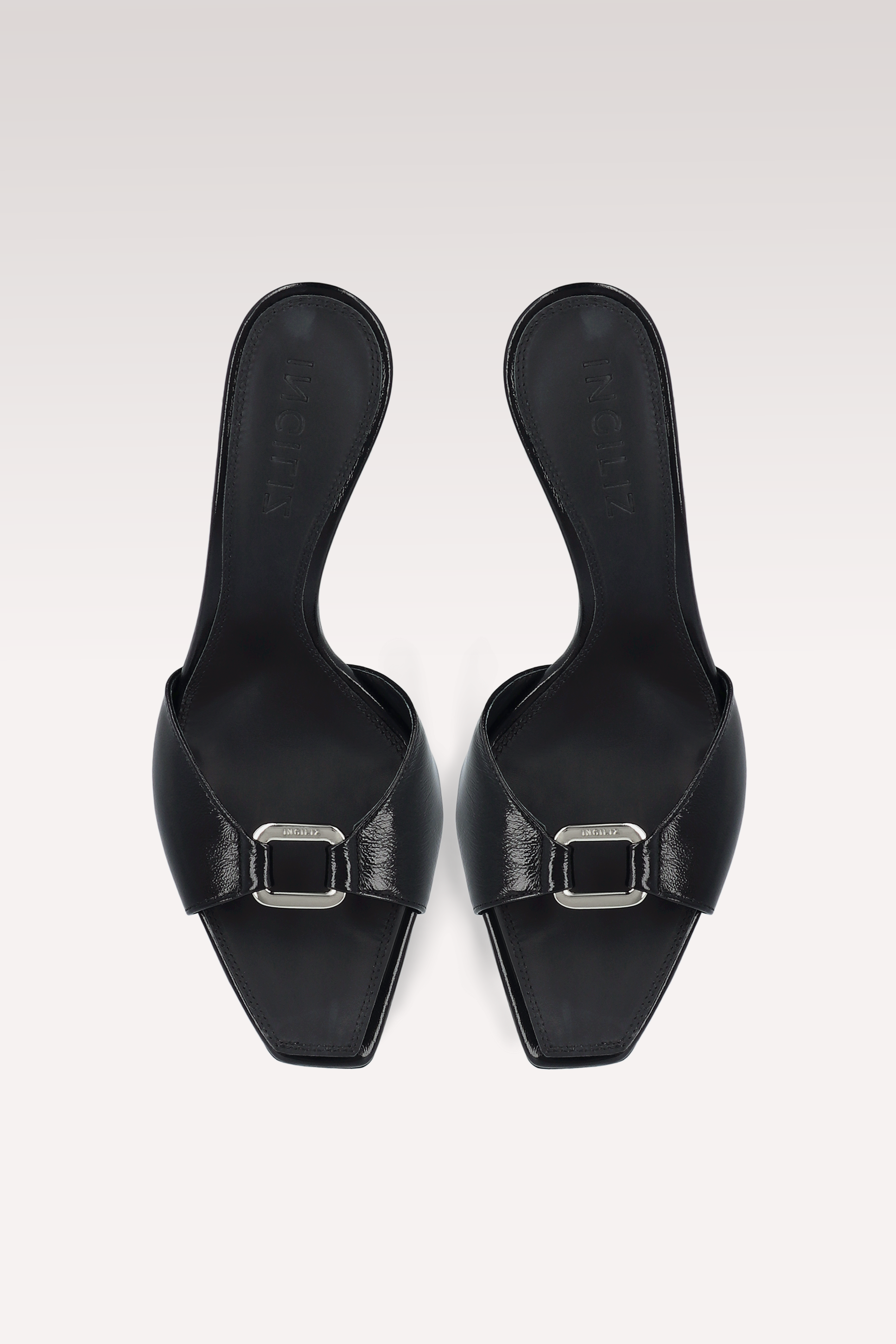 STARDUST BLACK CREASED SHINY LEATHER SANDALS