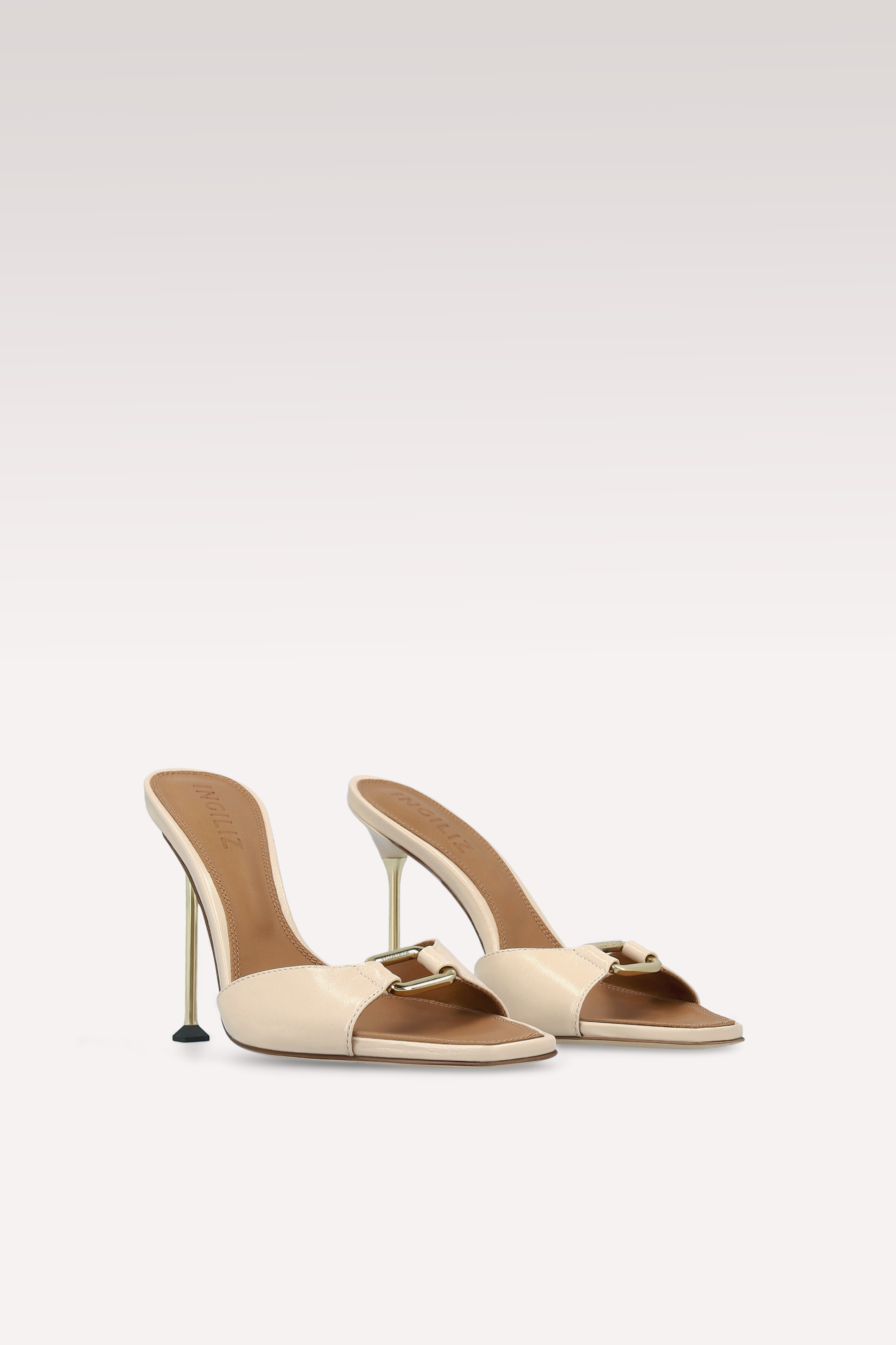 STARDUST BEIGE CREASED SHINY LEATHER SANDALS