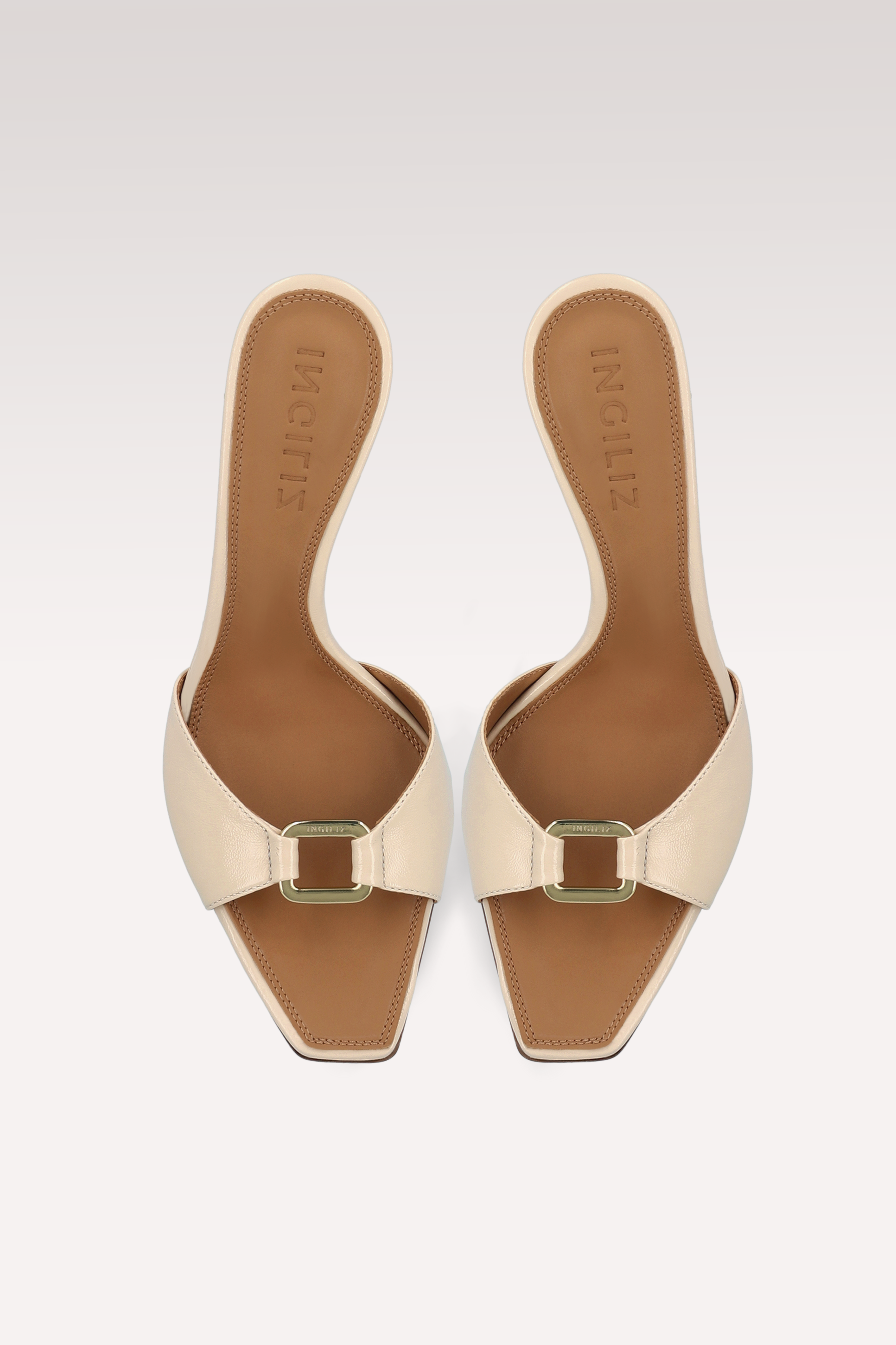 STARDUST BEIGE CREASED SHINY LEATHER SANDALS