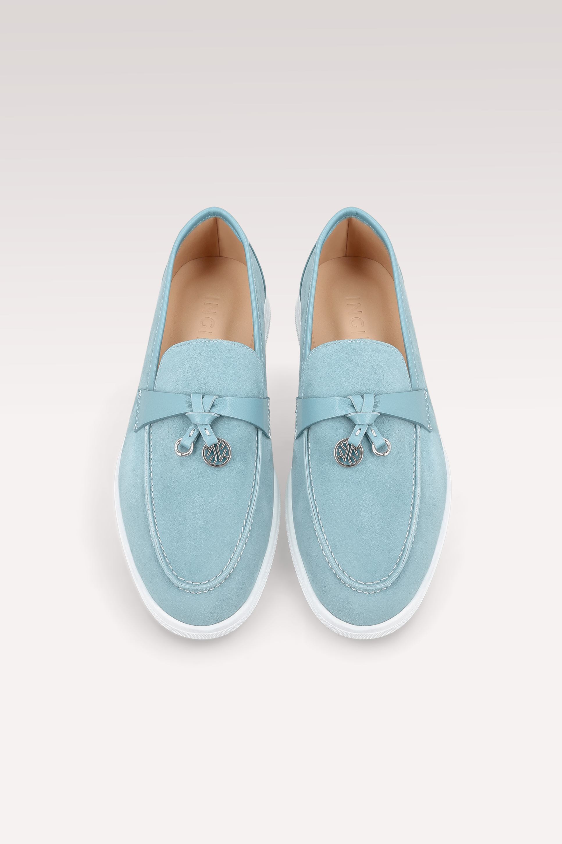 PRIVE SKY BLUE SUEDE AND LEATHER LOAFERS