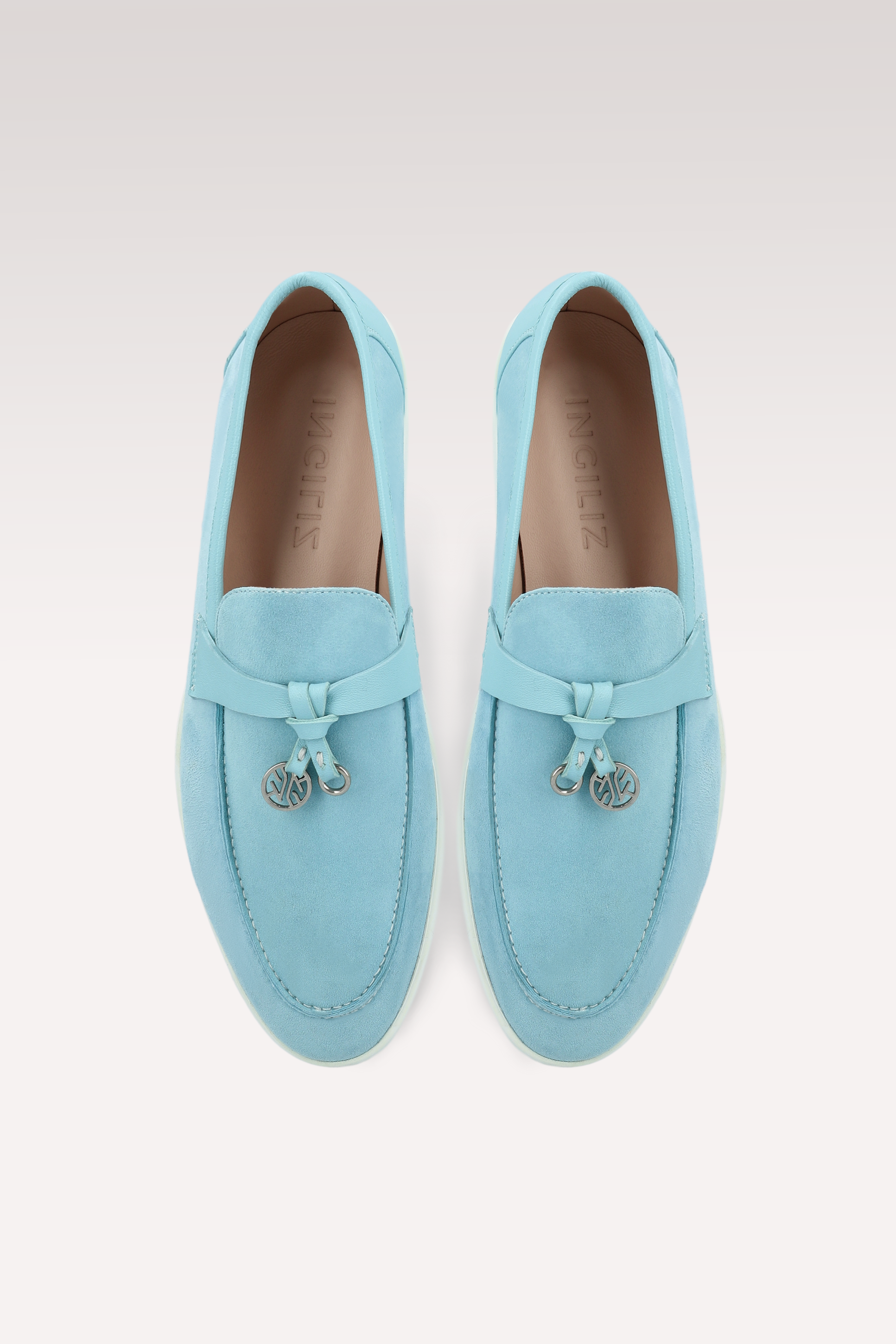 PRIVE SKY BLUE SUEDE AND LEATHER LOAFERS