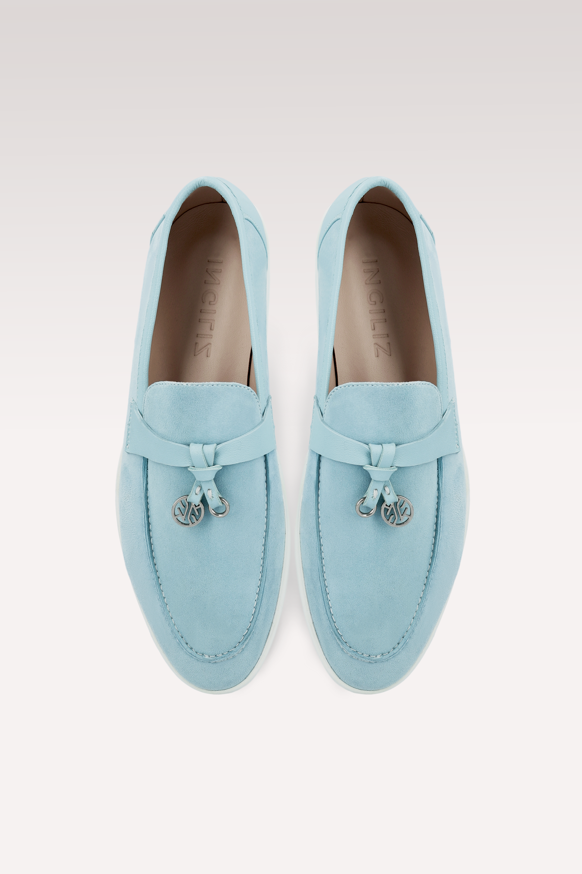 PRIVE SKY BLUE SUEDE AND LEATHER LOAFERS