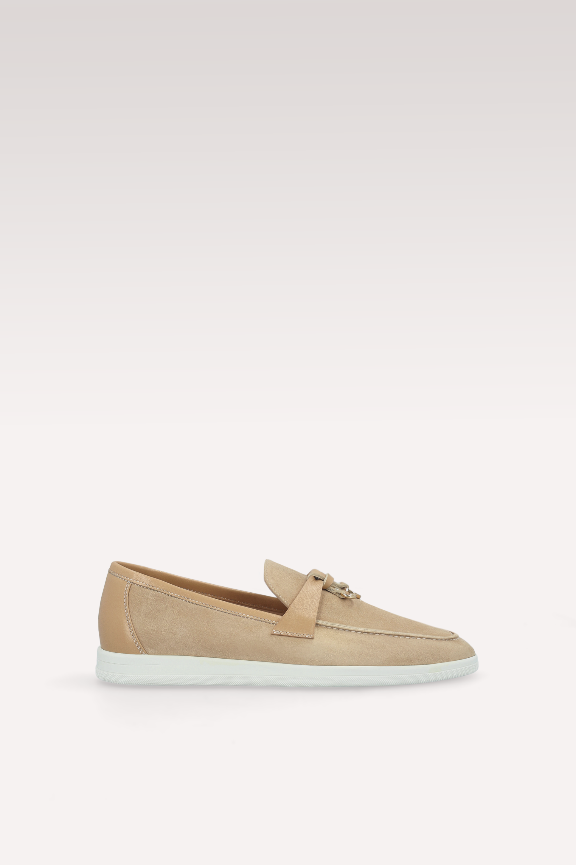 PRIVE NUDE SUEDE AND LEATHER LOAFERS