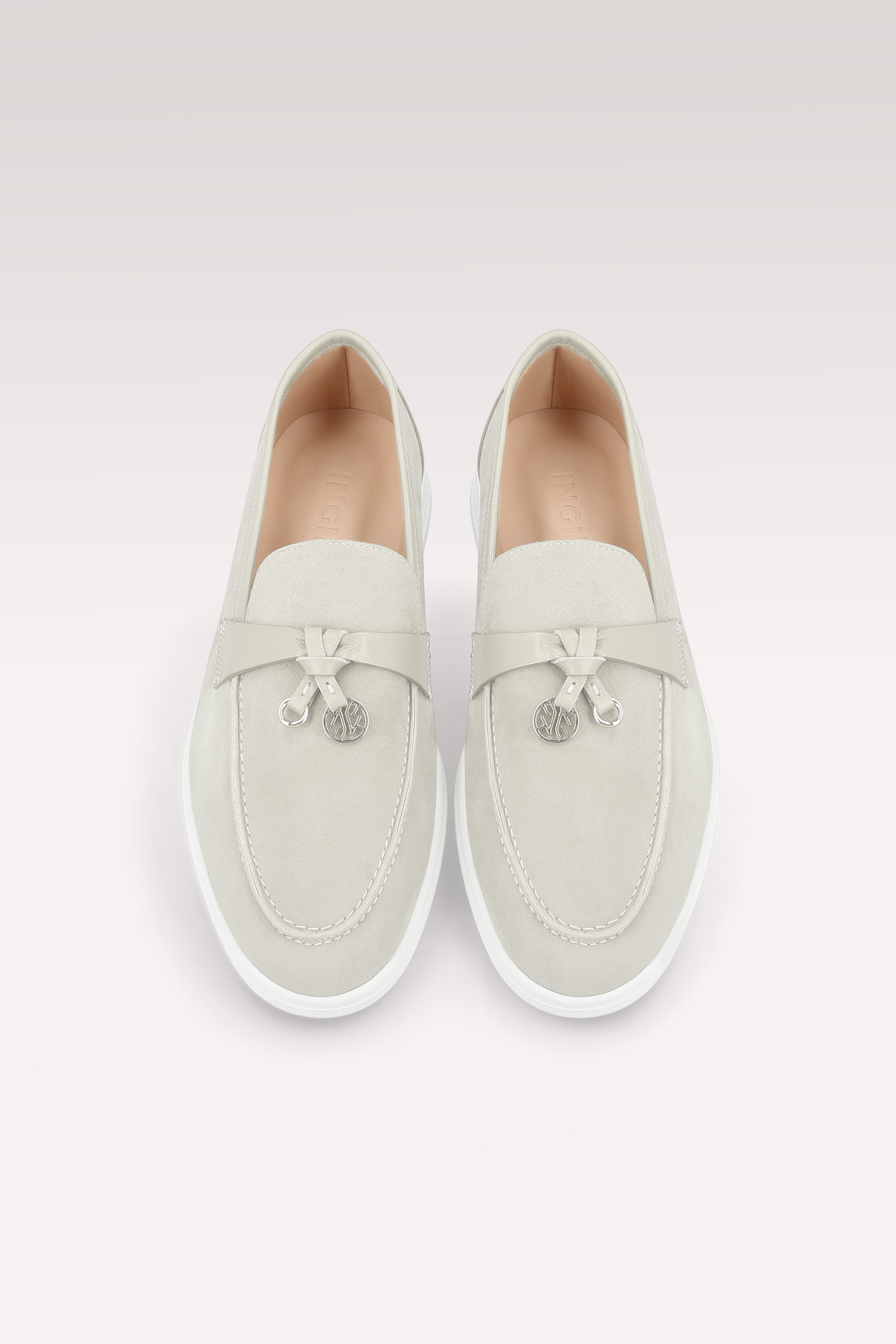 PRIVE OFF WHITE SUEDE AND LEATHER LOAFERS