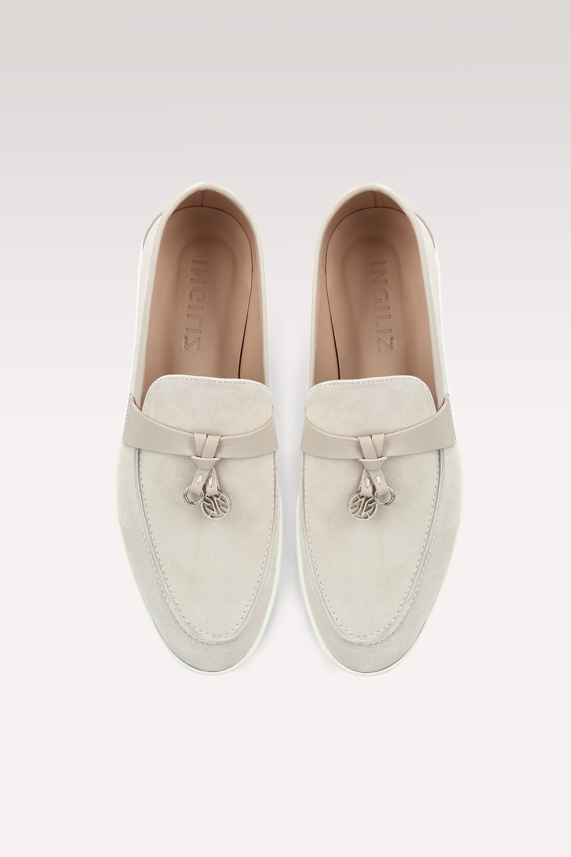 PRIVE OF WHITE SUEDE AND LEATHER LOAFERS