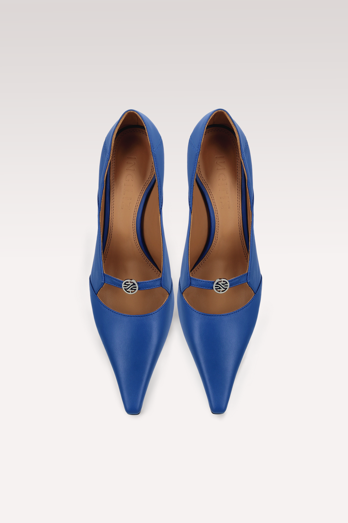 AURA INK BLUE LEATHER PUMPS
