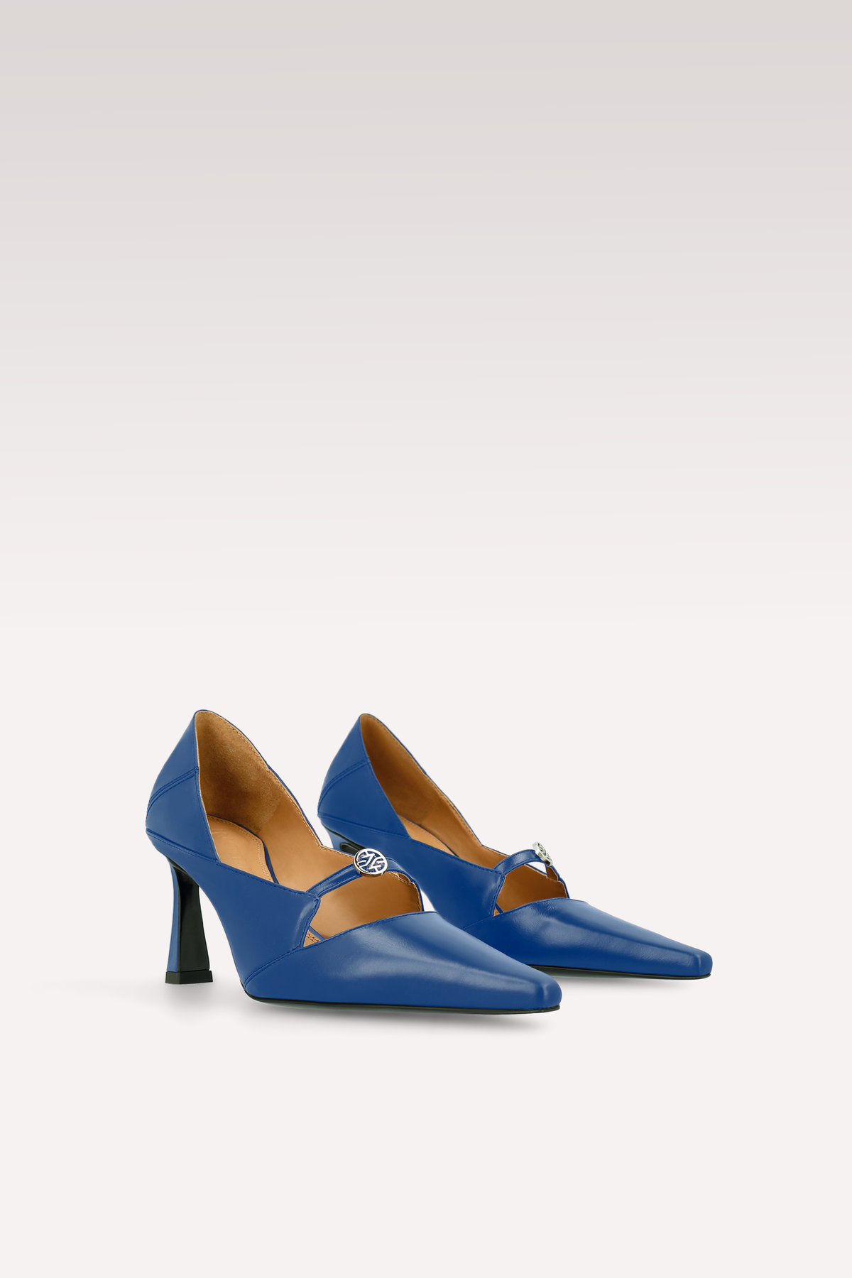 AURA INK BLUE LEATHER PUMPS