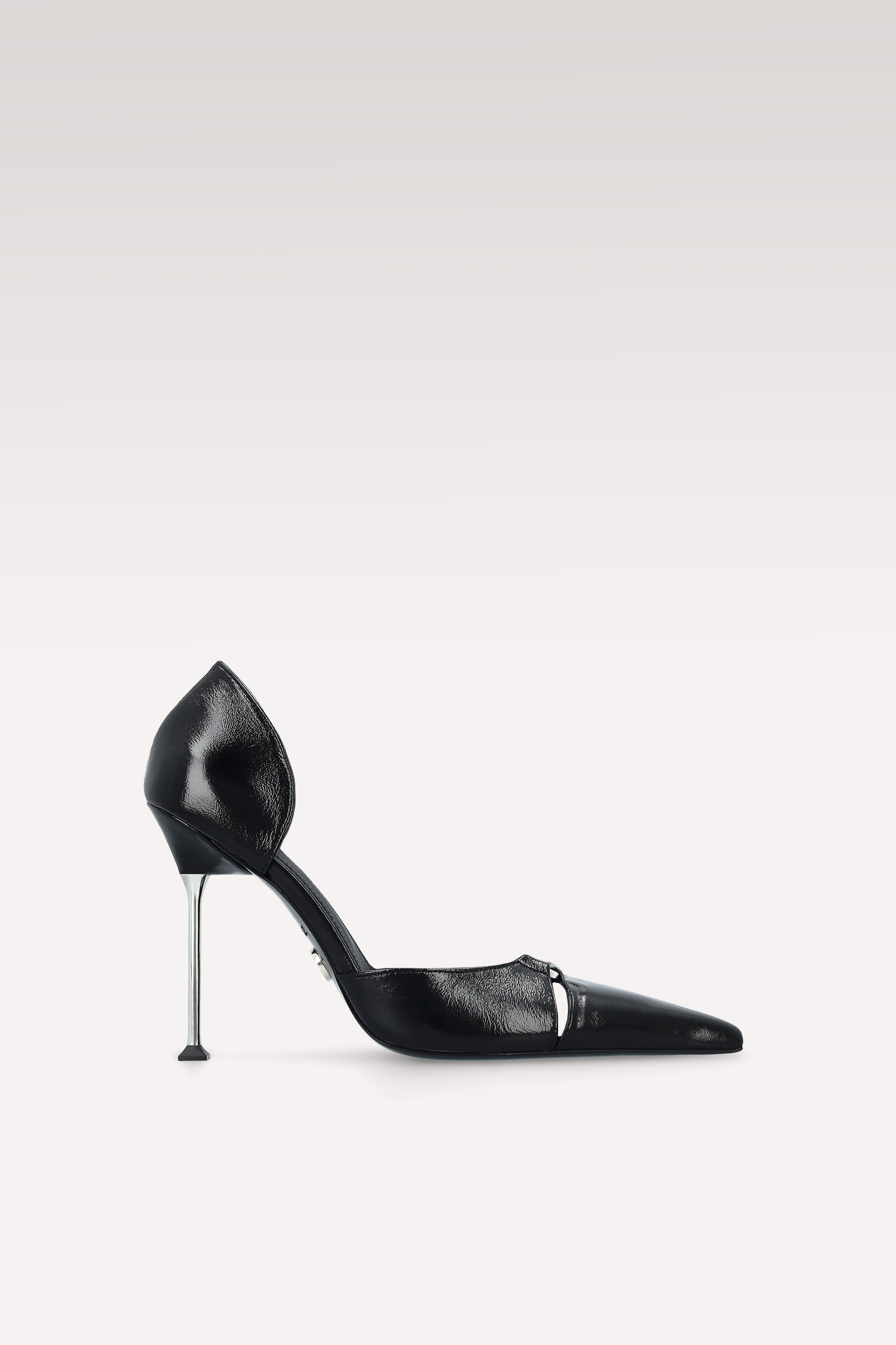 CHARLIZE BLACK CREASED SHINY LEATHER PUMPS