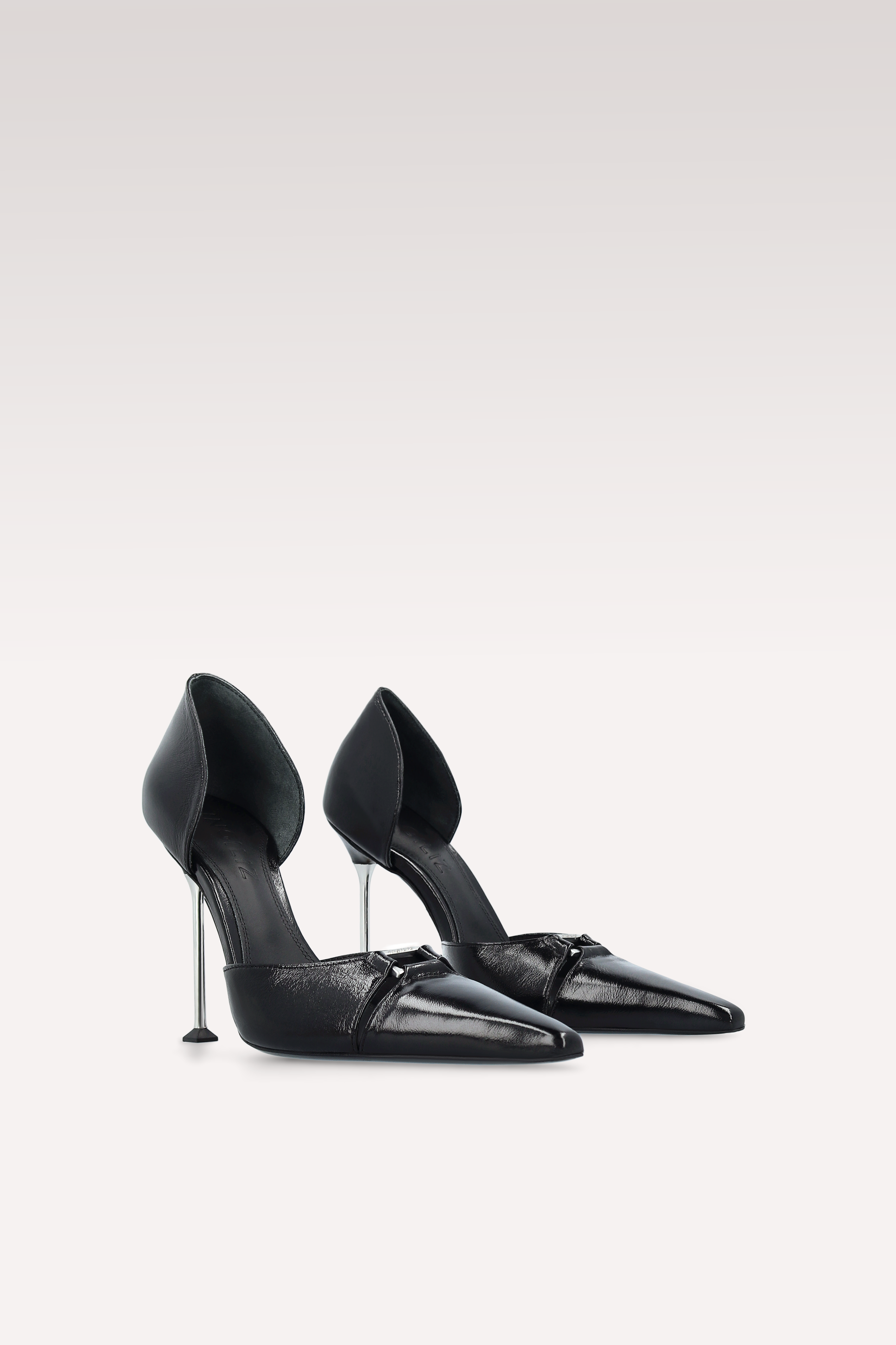 CHARLIZE BLACK CREASED SHINY LEATHER PUMPS
