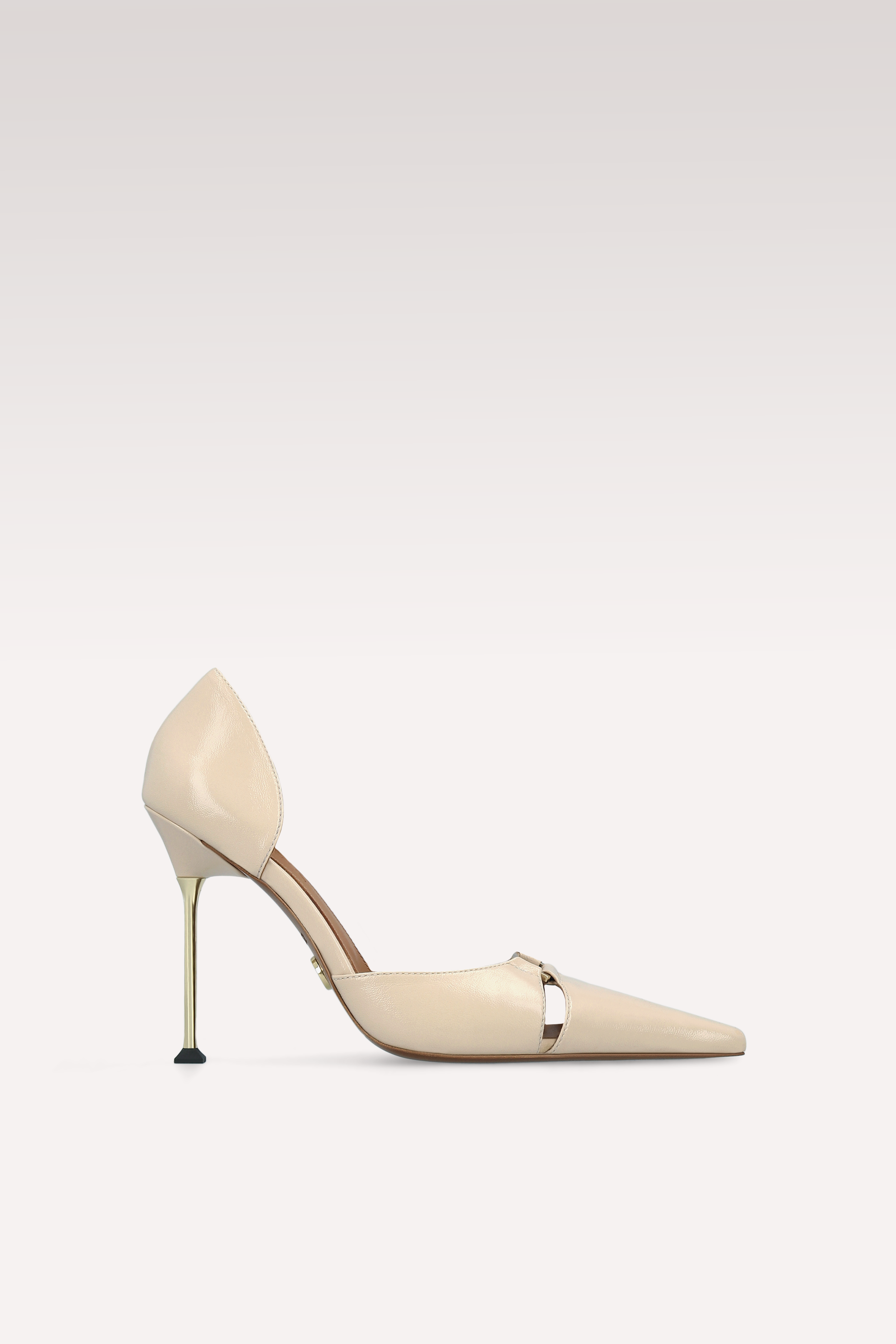 CHARLIZE BEIGE CREASED SHINY LEATHER PUMPS