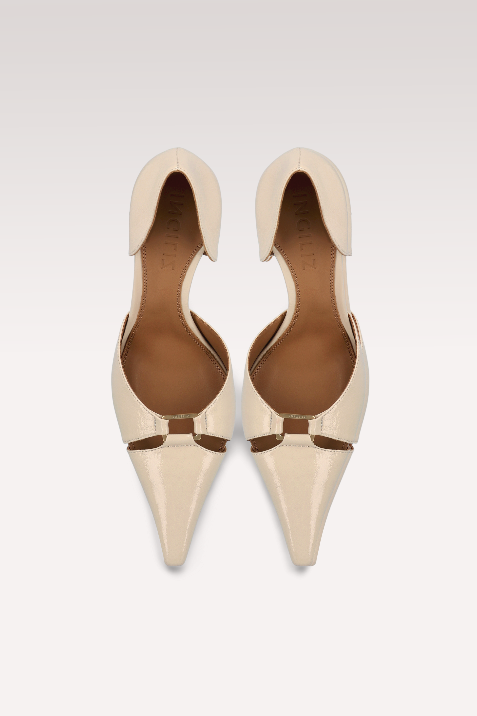 CHARLIZE BEIGE CREASED SHINY LEATHER PUMPS