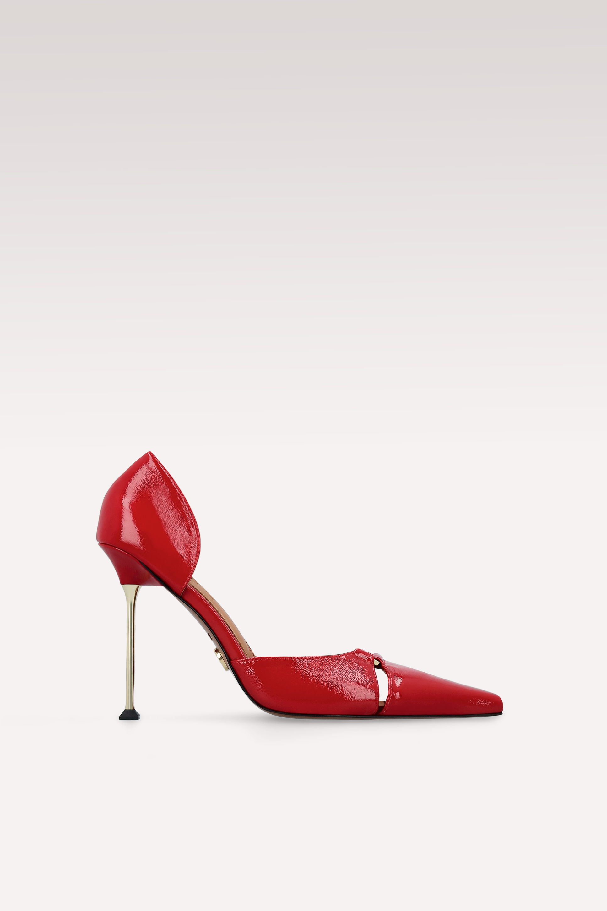 CHARLIZE CHERRY CREASED SHINY LEATHER PUMPS
