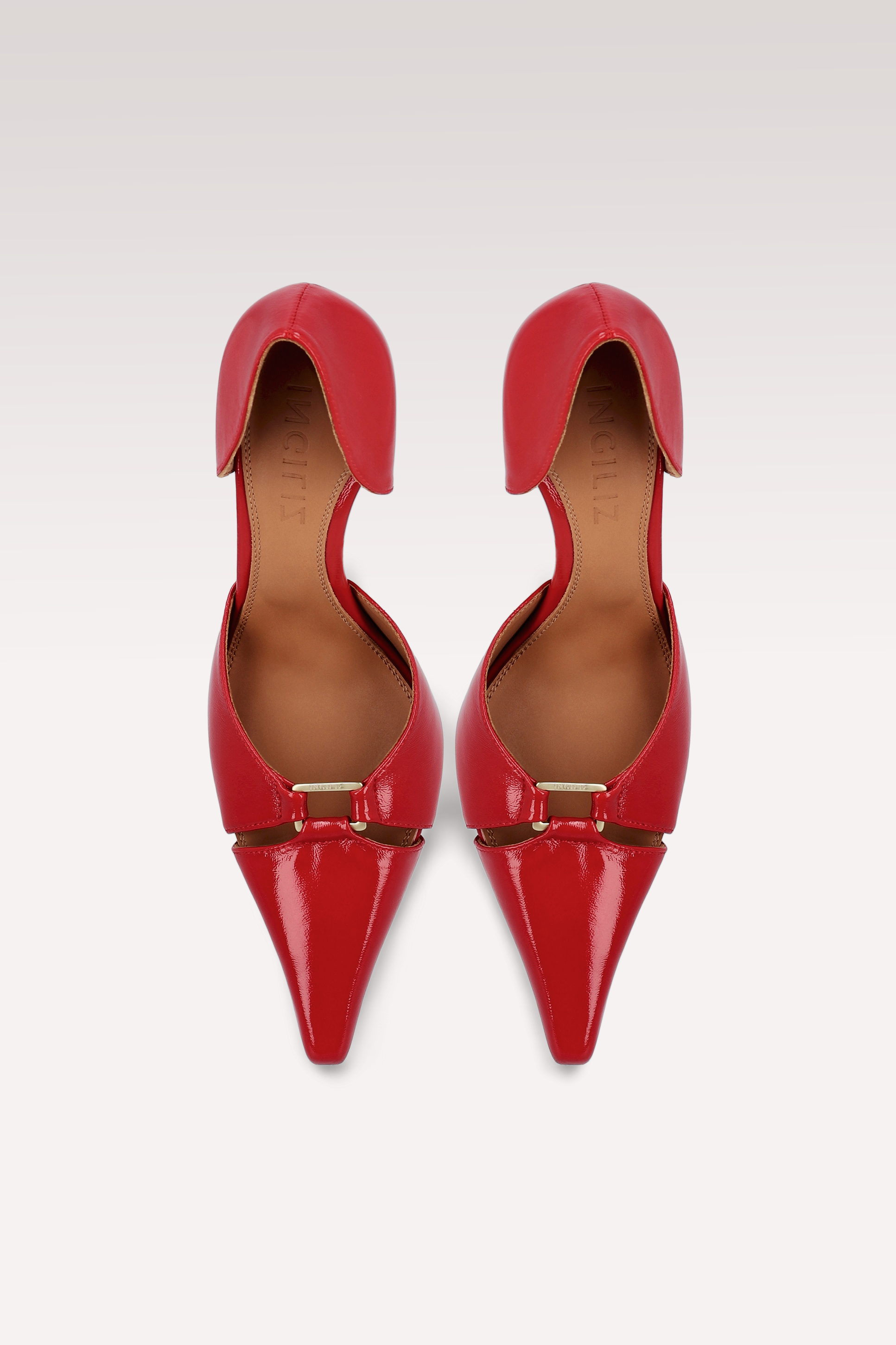 CHARLIZE CHERRY CREASED SHINY LEATHER PUMPS