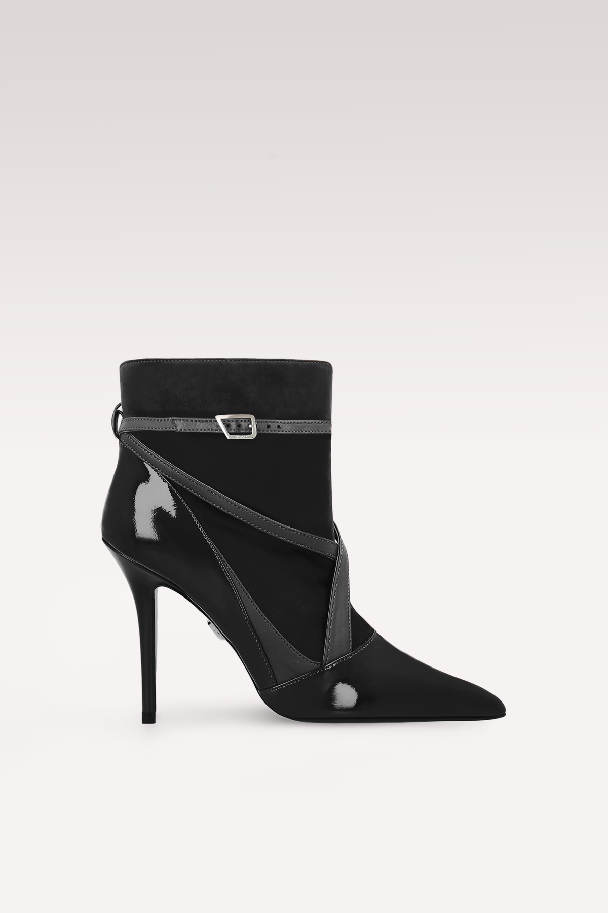 ORION BLACK PATENT LEATHER AND SUEDE ANKLE BOOTS