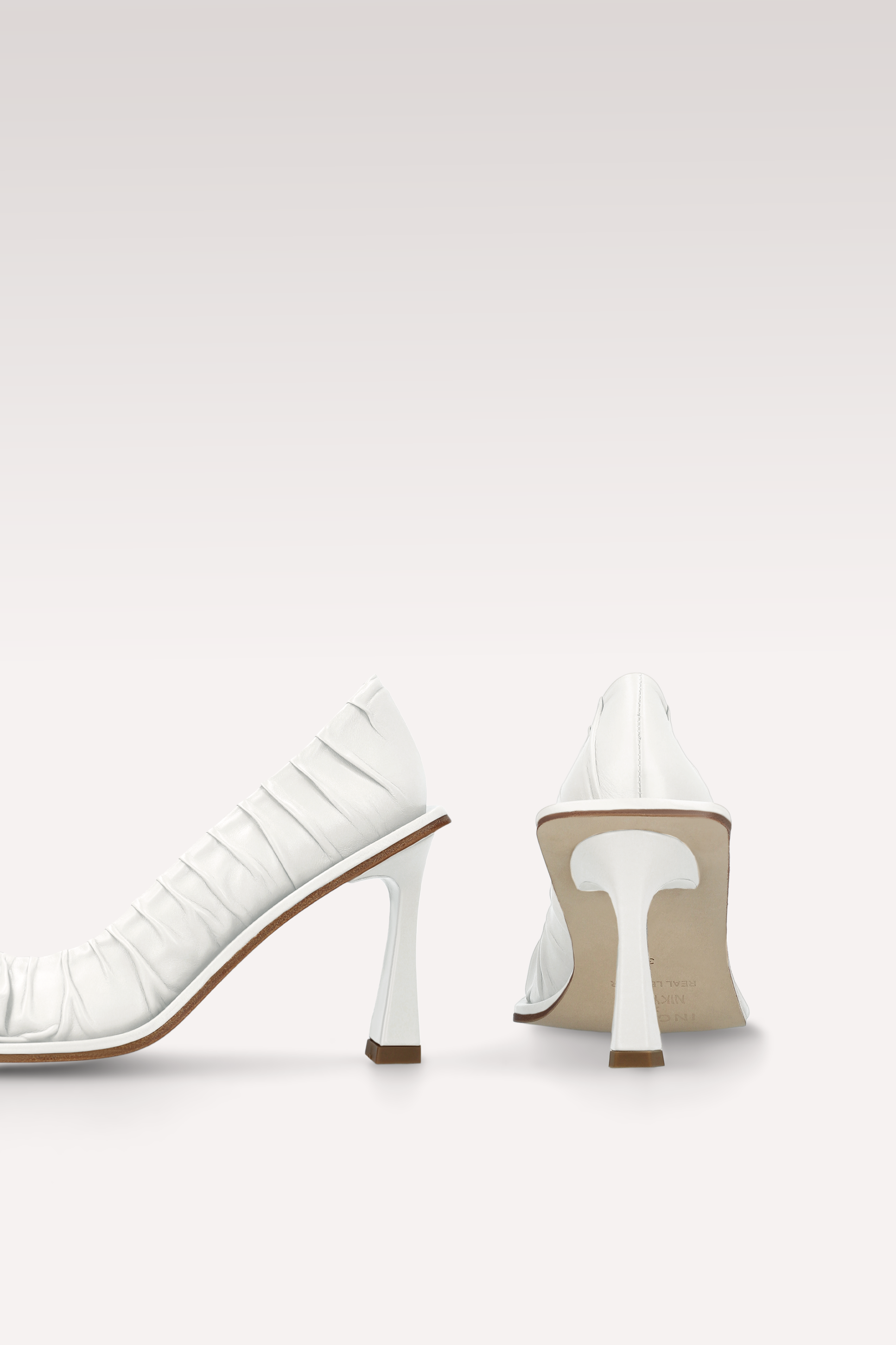 KA WHITE SOFT NAPPA LEATHER PUMPS