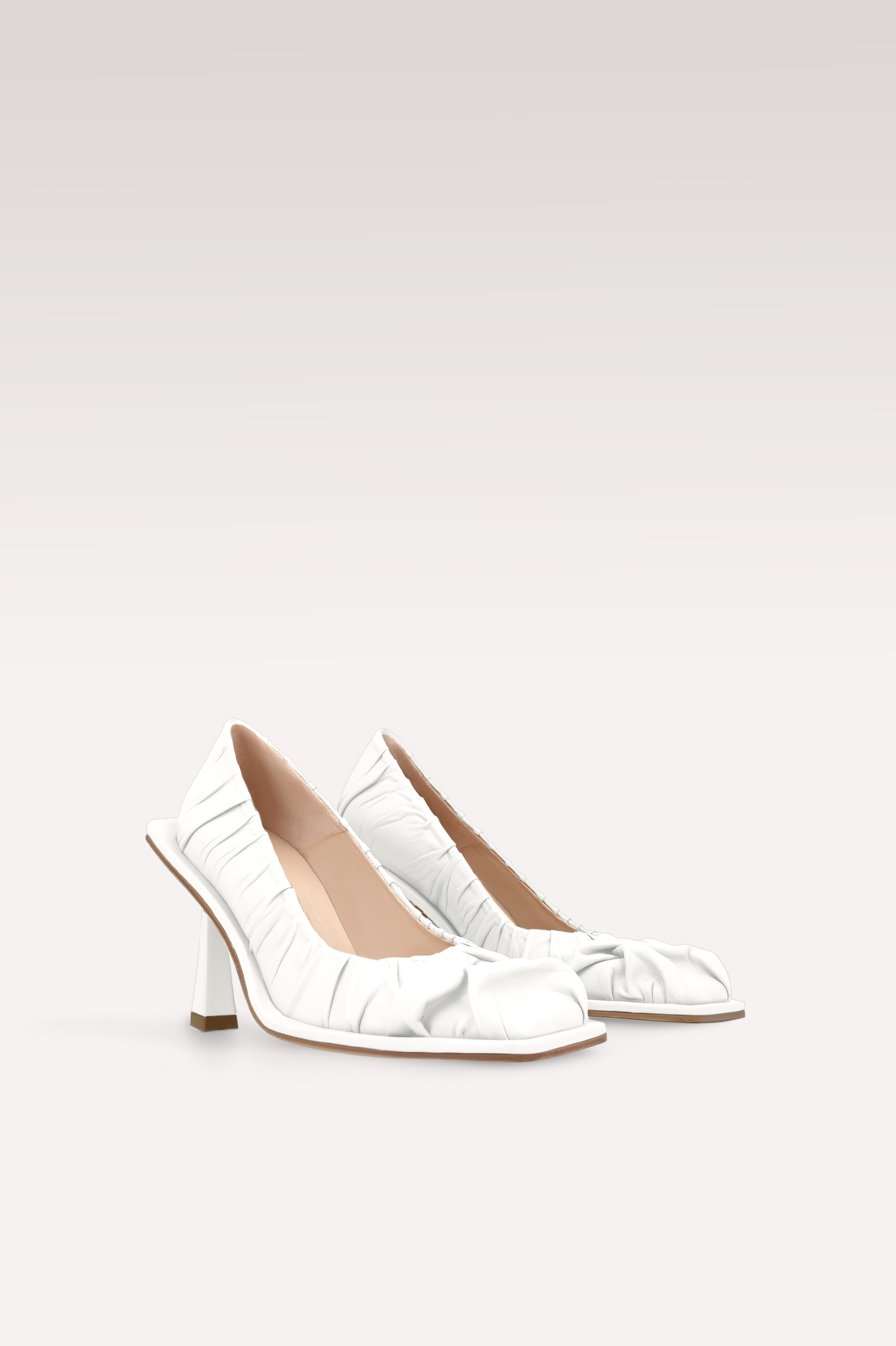 KA WHITE SOFT NAPPA LEATHER PUMPS
