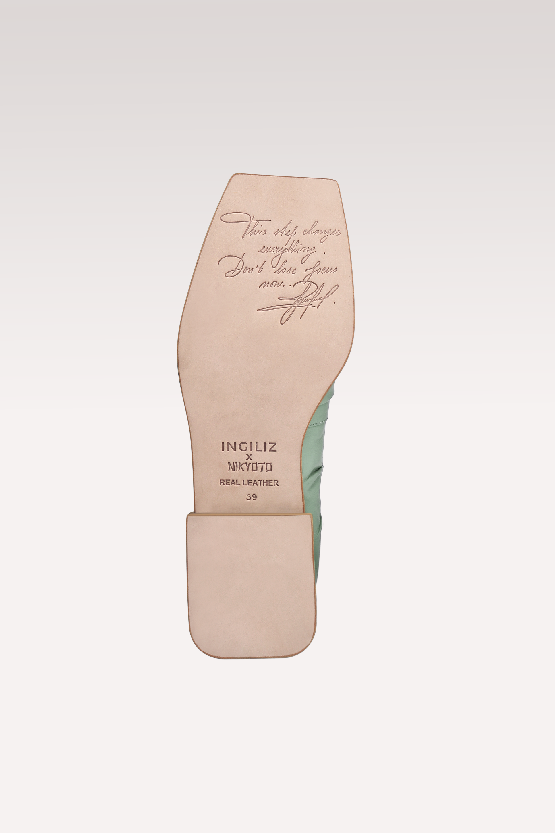 MOCASSINI GETA IN PELLE COLOR MENTA