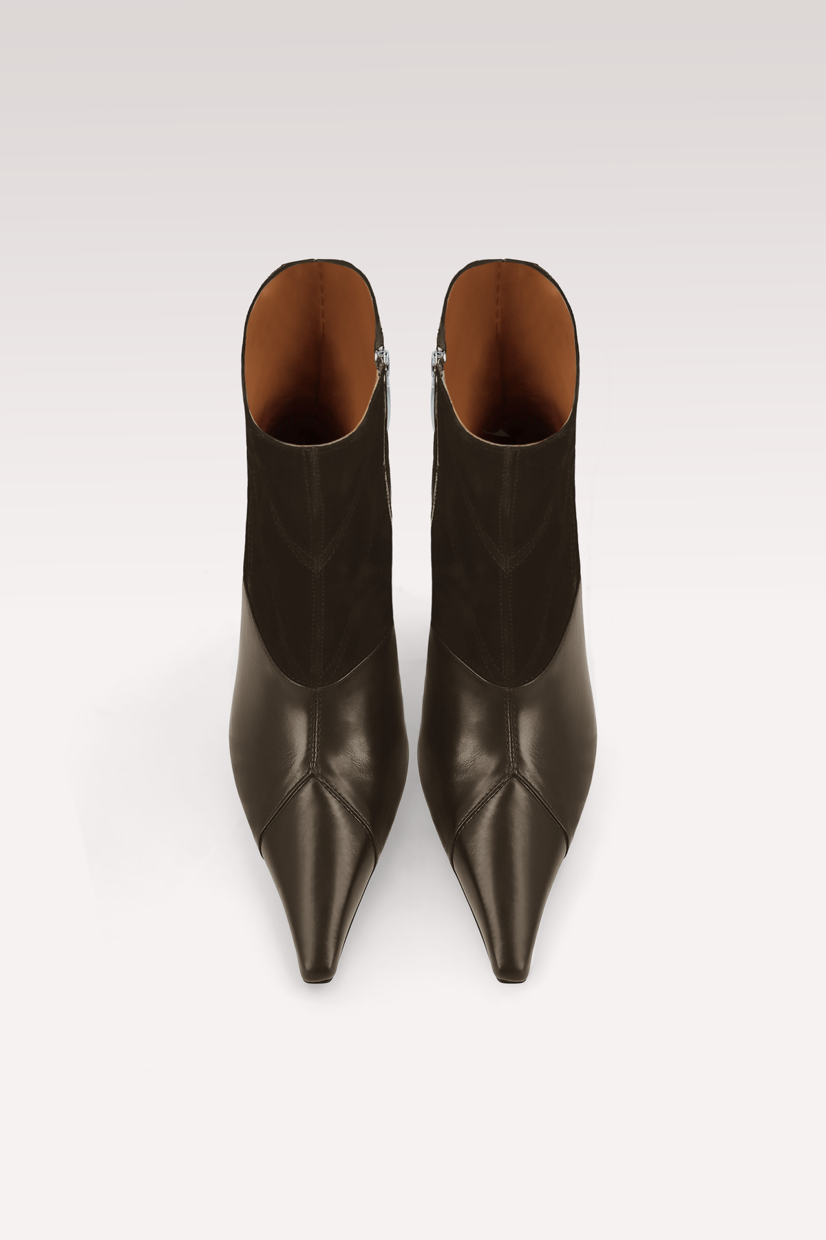 SYRA CHOCOLATE BROWN LEATHER AND SUEDE ANKLE BOOTS