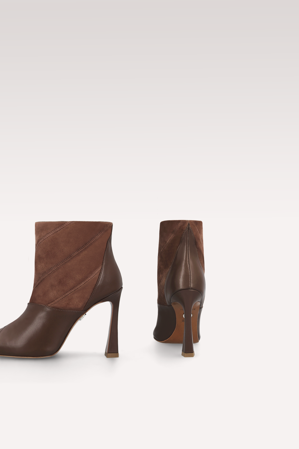 SYRA CHOCOLATE BROWN LEATHER AND SUEDE ANKLE BOOTS