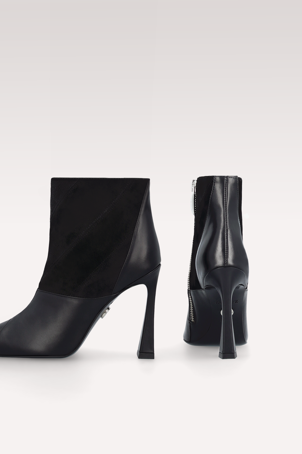 SYRA BLACK LEATHER AND SUEDE ANKLE BOOTS