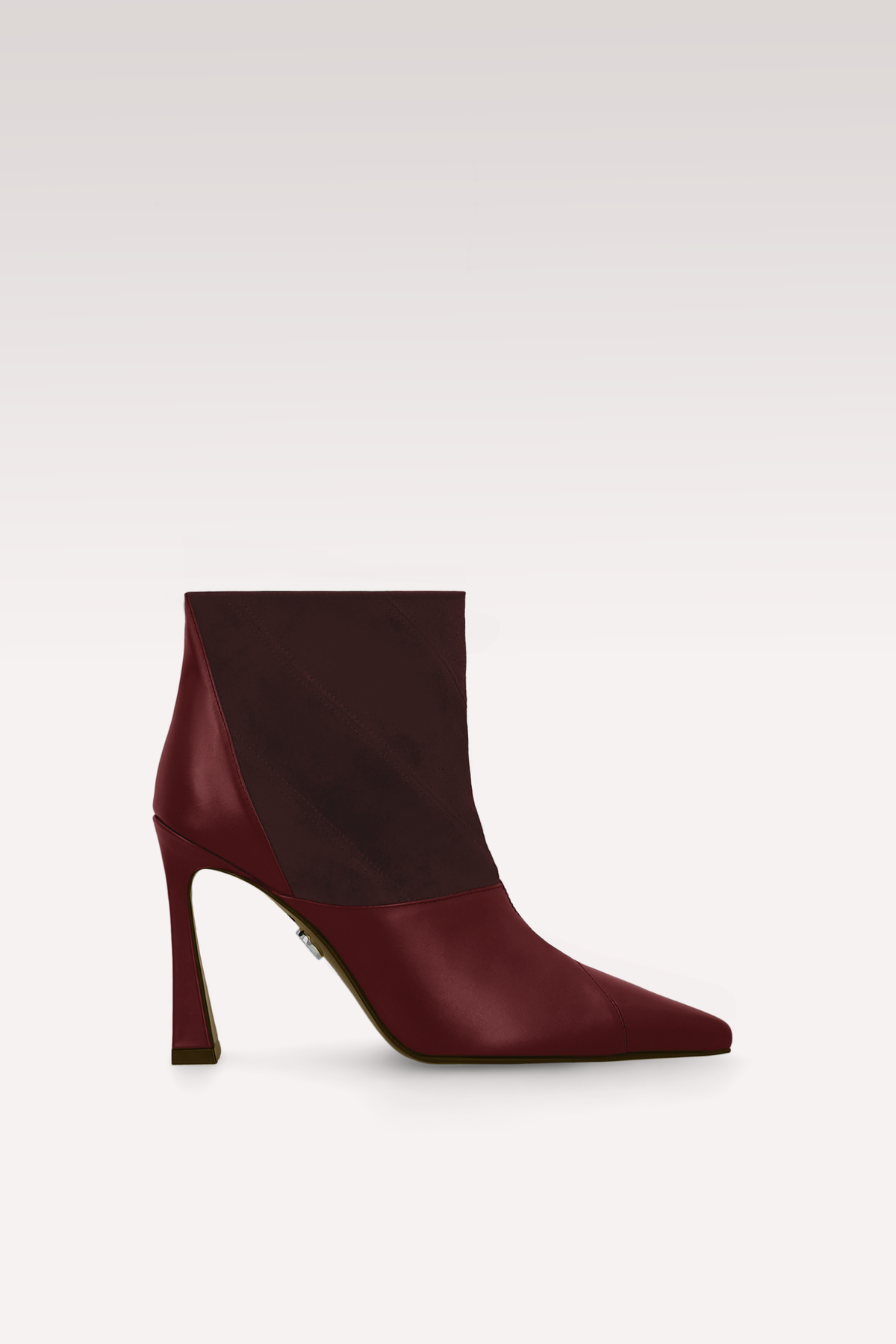 SYRA CHERRY LEATHER AND SUEDE ANKLE BOOTS