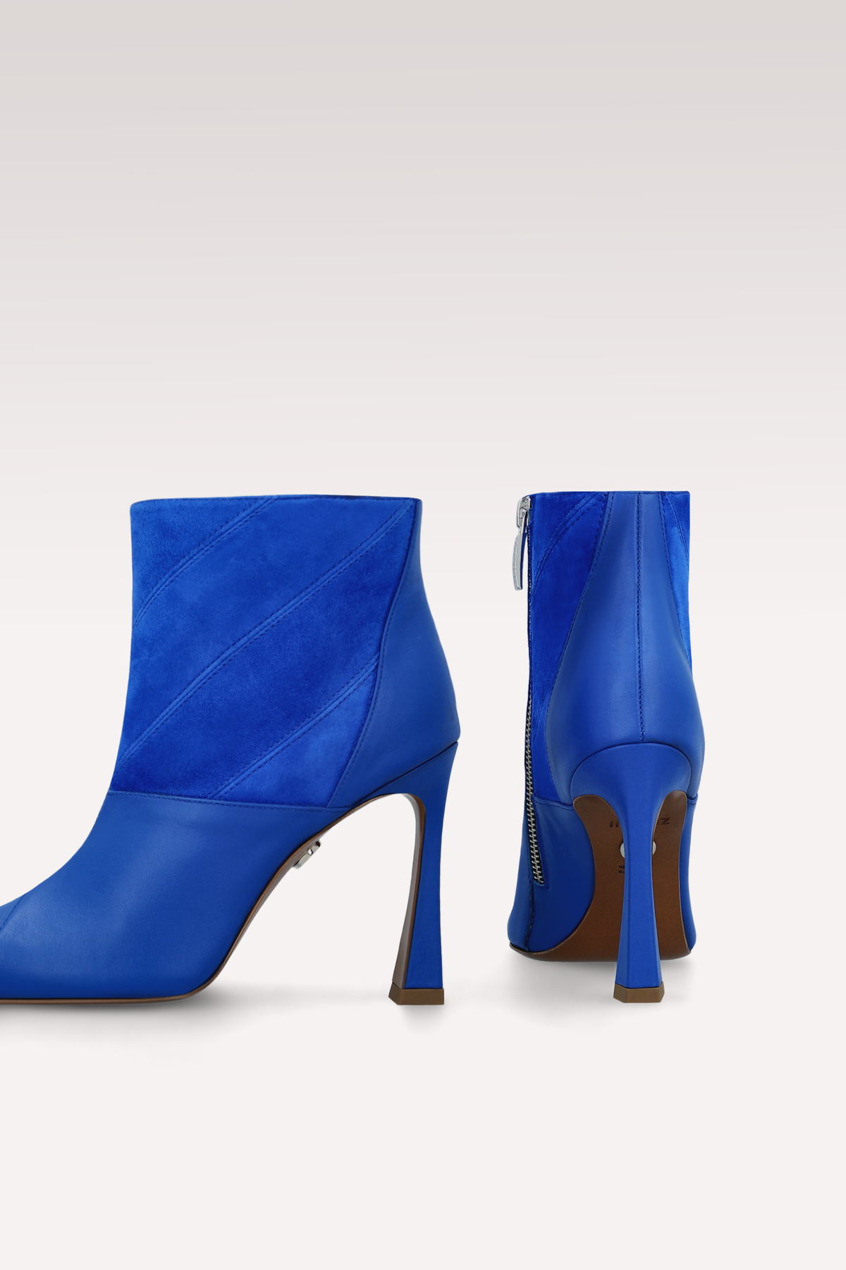 SYRA INK BLUE LEATHER AND SUEDE ANKLE BOOTS