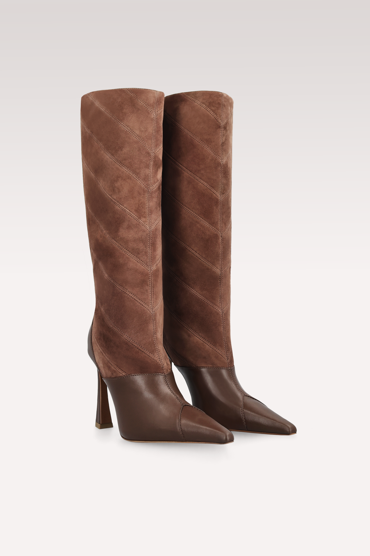 KALIS CHOCOLATE BROWN LEATHER AND SUEDE BOOTS