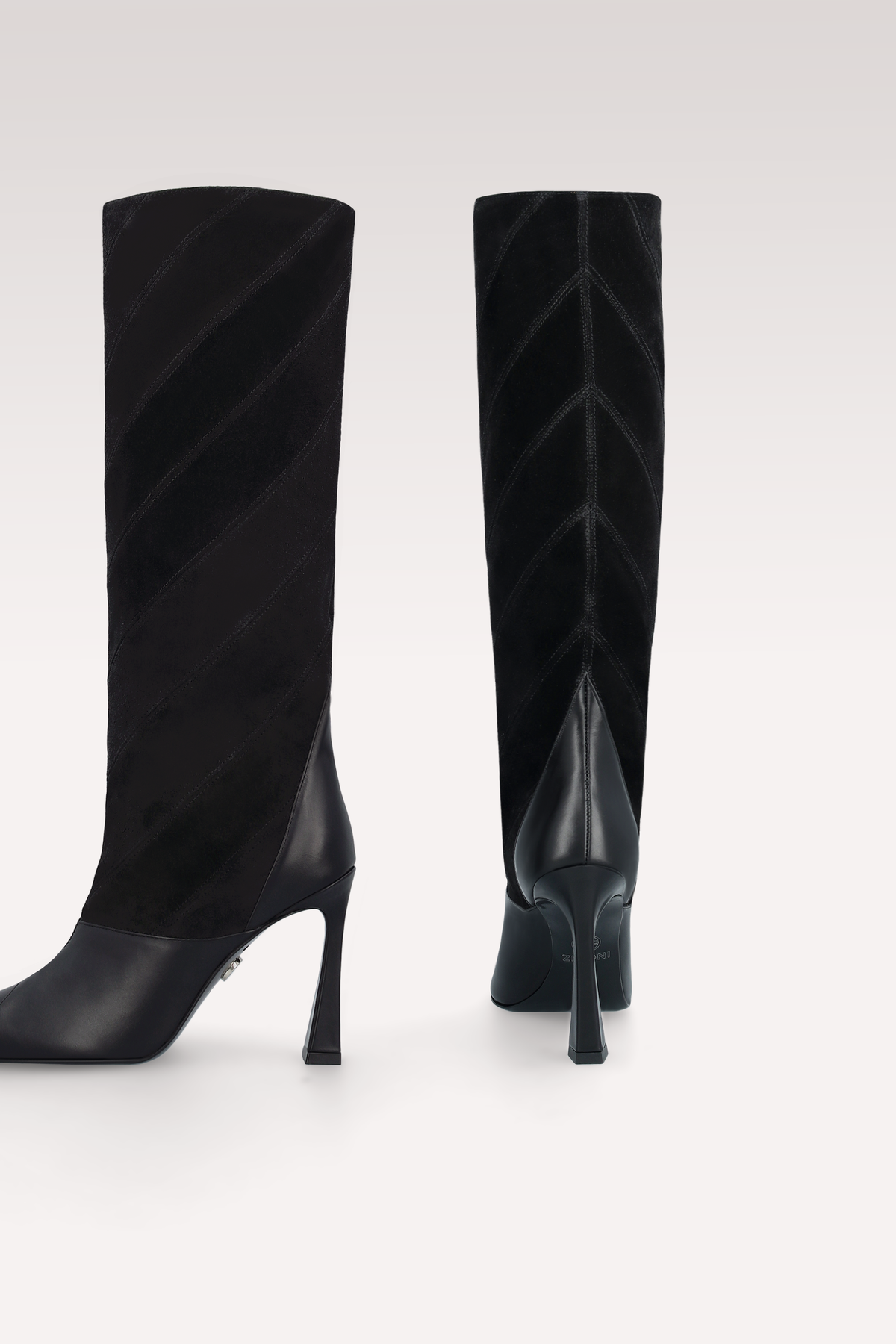 KALIS BLACK LEATHER AND SUEDE BOOTS
