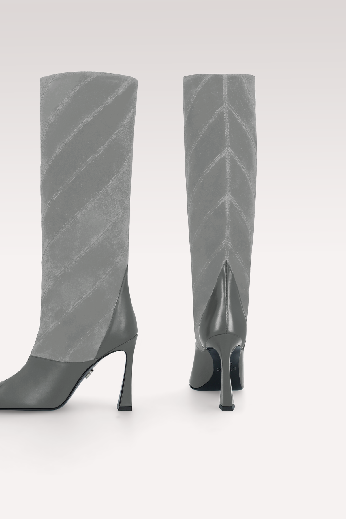 KALIS GREY LEATHER AND SUEDE BOOTS