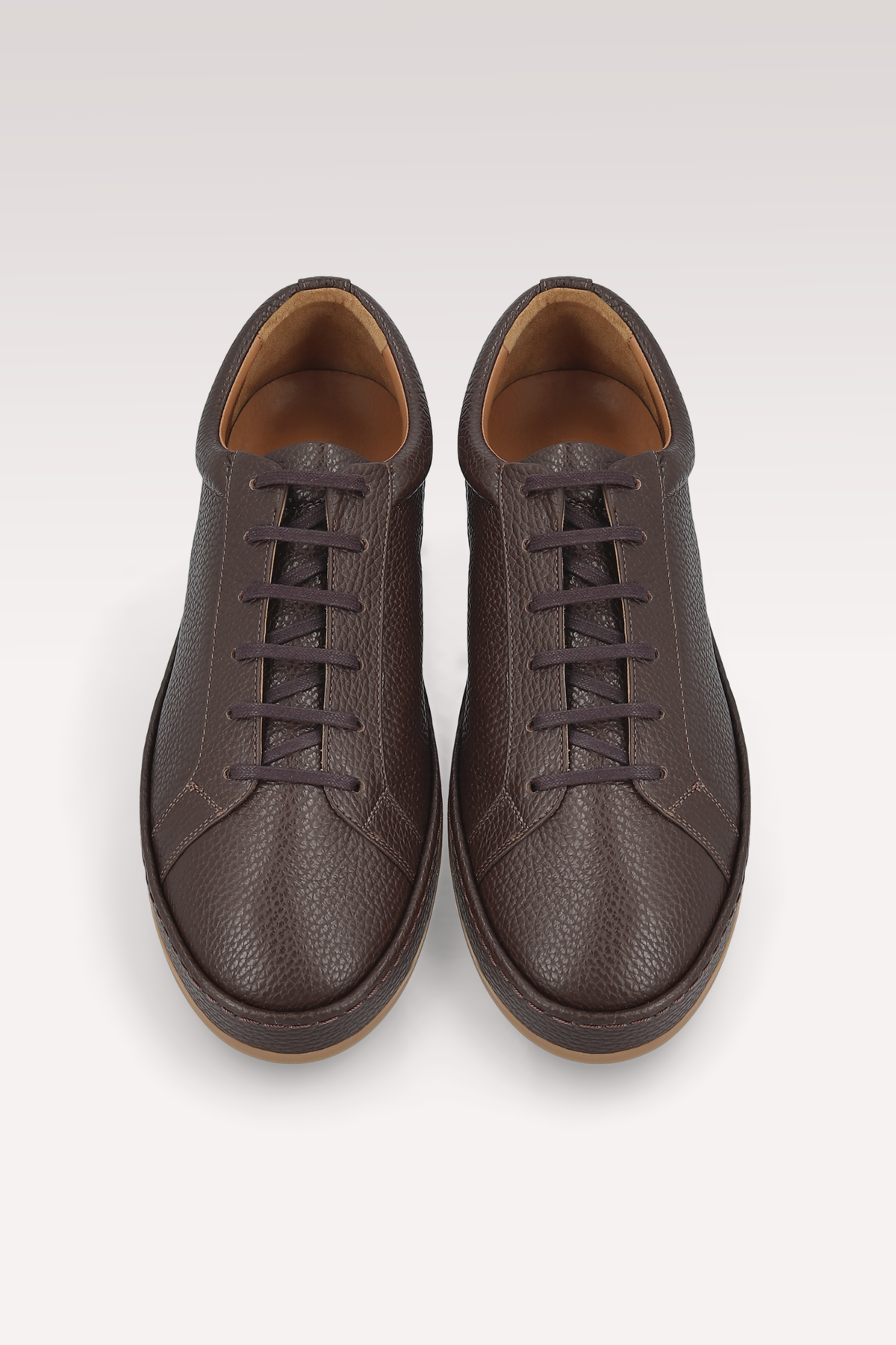 ENZO BROWN GRAIN LEATHER SNEAKERS