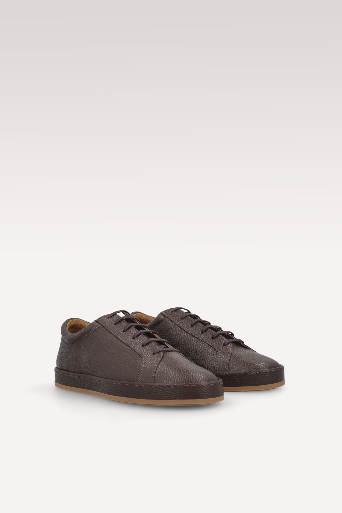 ENZO BROWN GRAIN LEATHER SNEAKERS