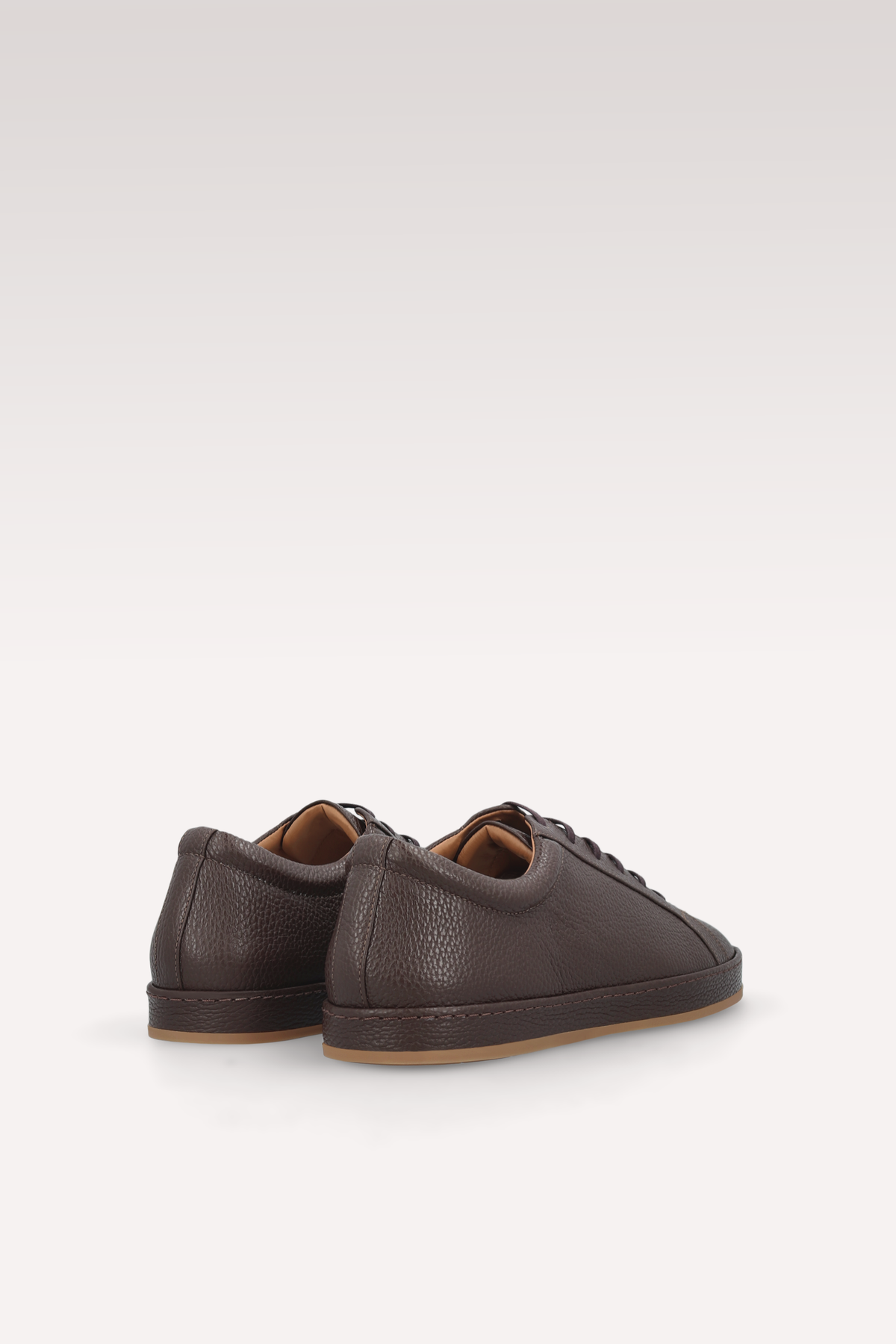 ENZO BROWN GRAIN LEATHER SNEAKERS