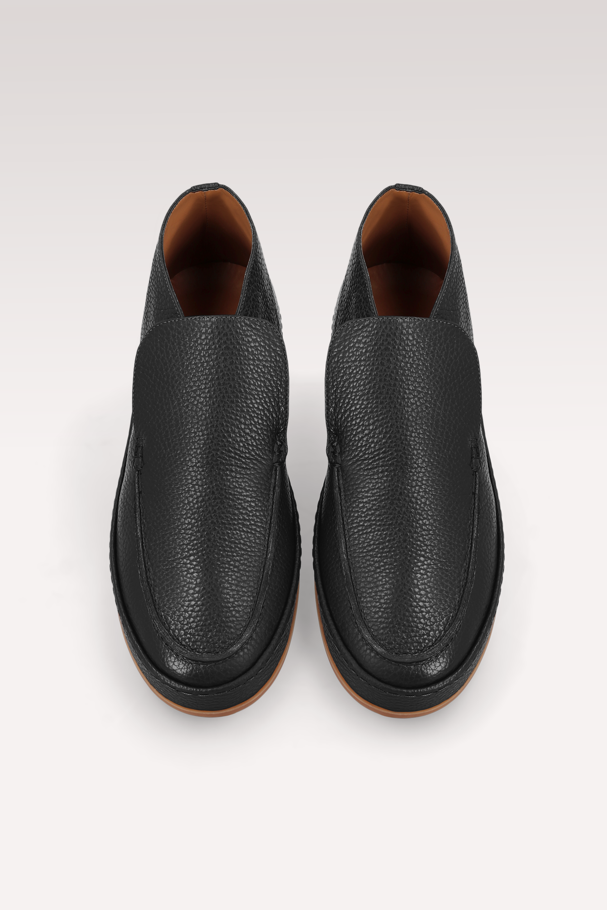 ROMEO BLACK GRAIN LEATHER ANKLE BOOTS