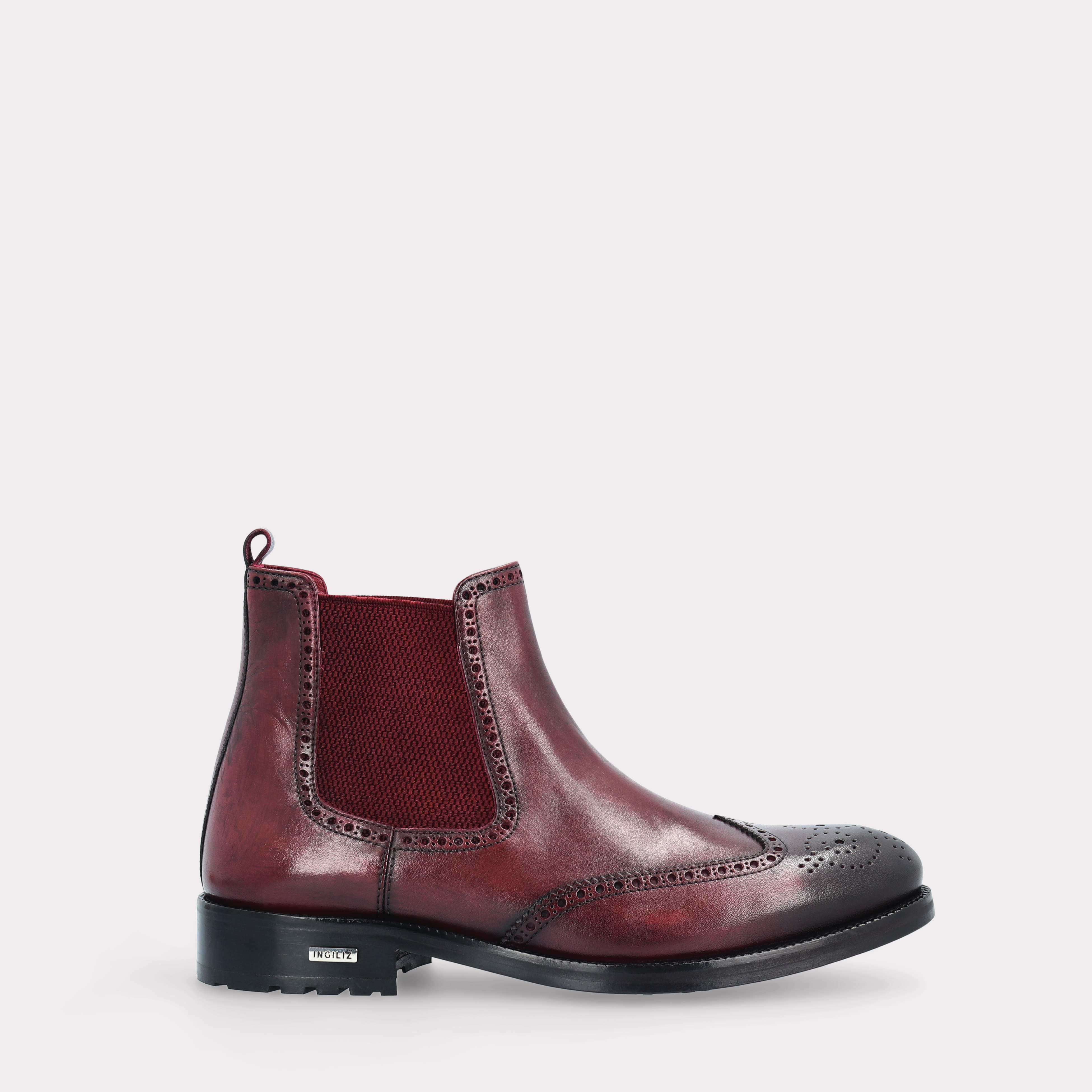 MODENA 01 bordeaux leather chelsea boots with bordeaux elastic