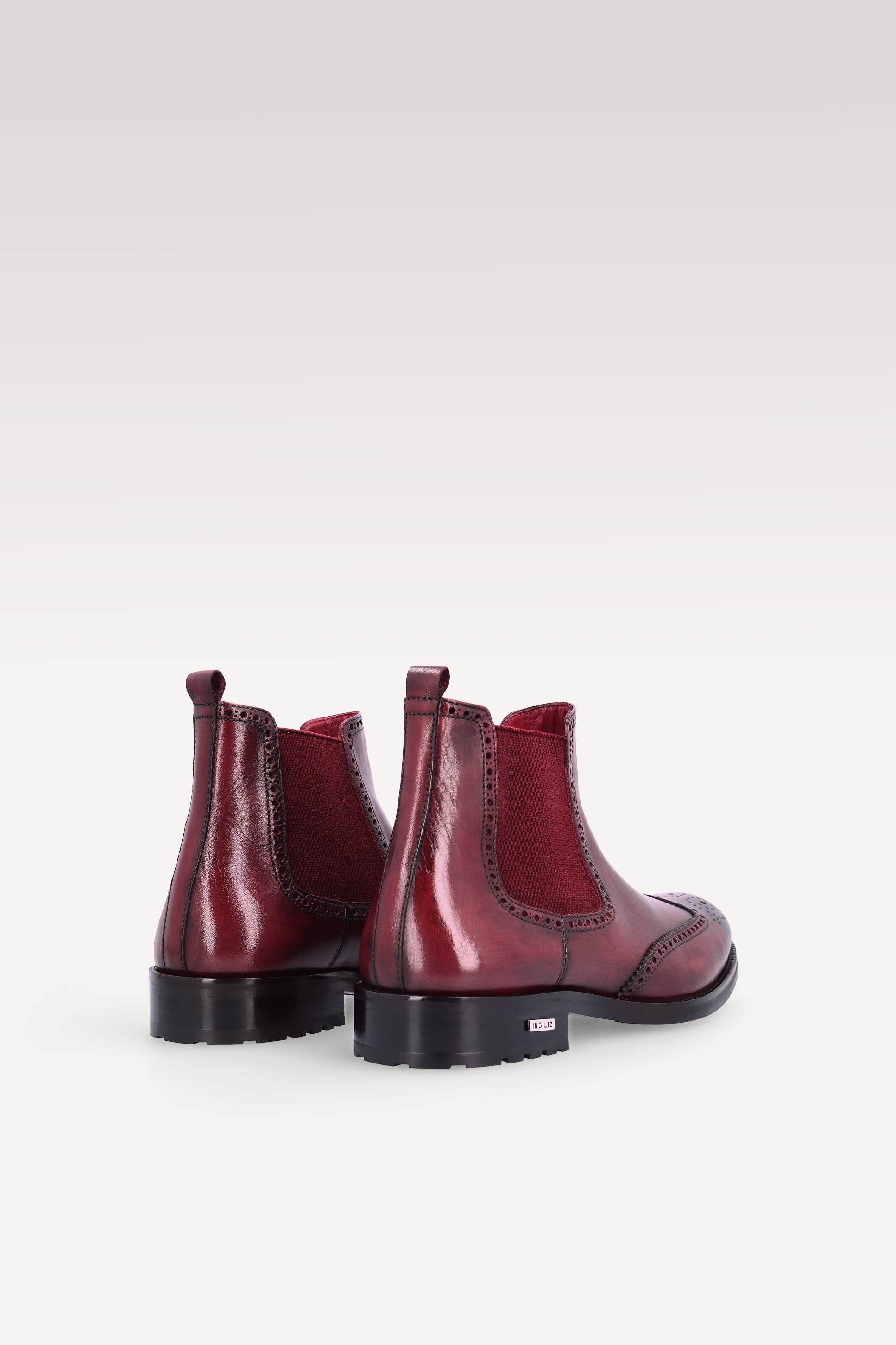 MODENA 01 bordeaux leather chelsea boots with bordeaux elastic