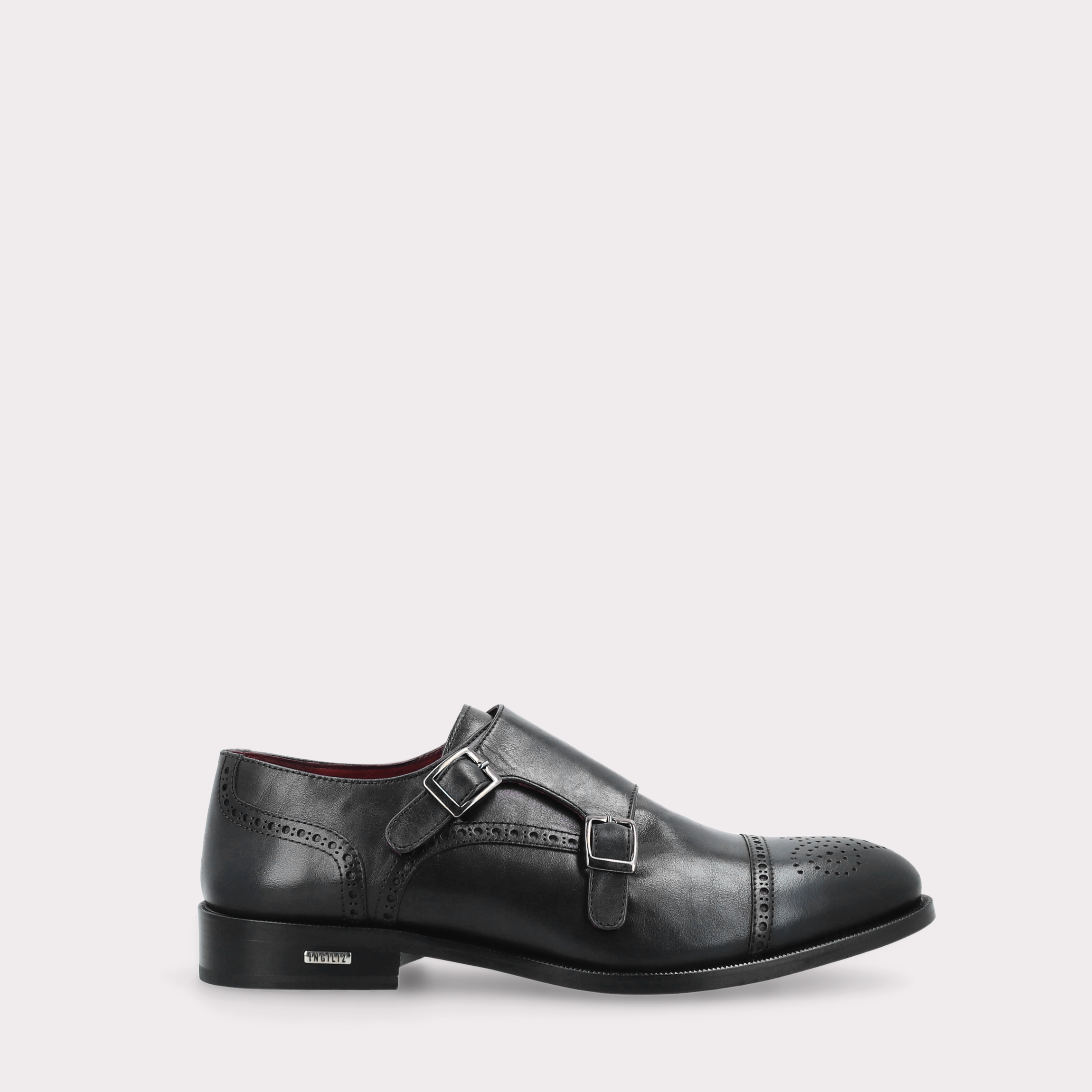 TRENTO 01 black leather monk strap shoes