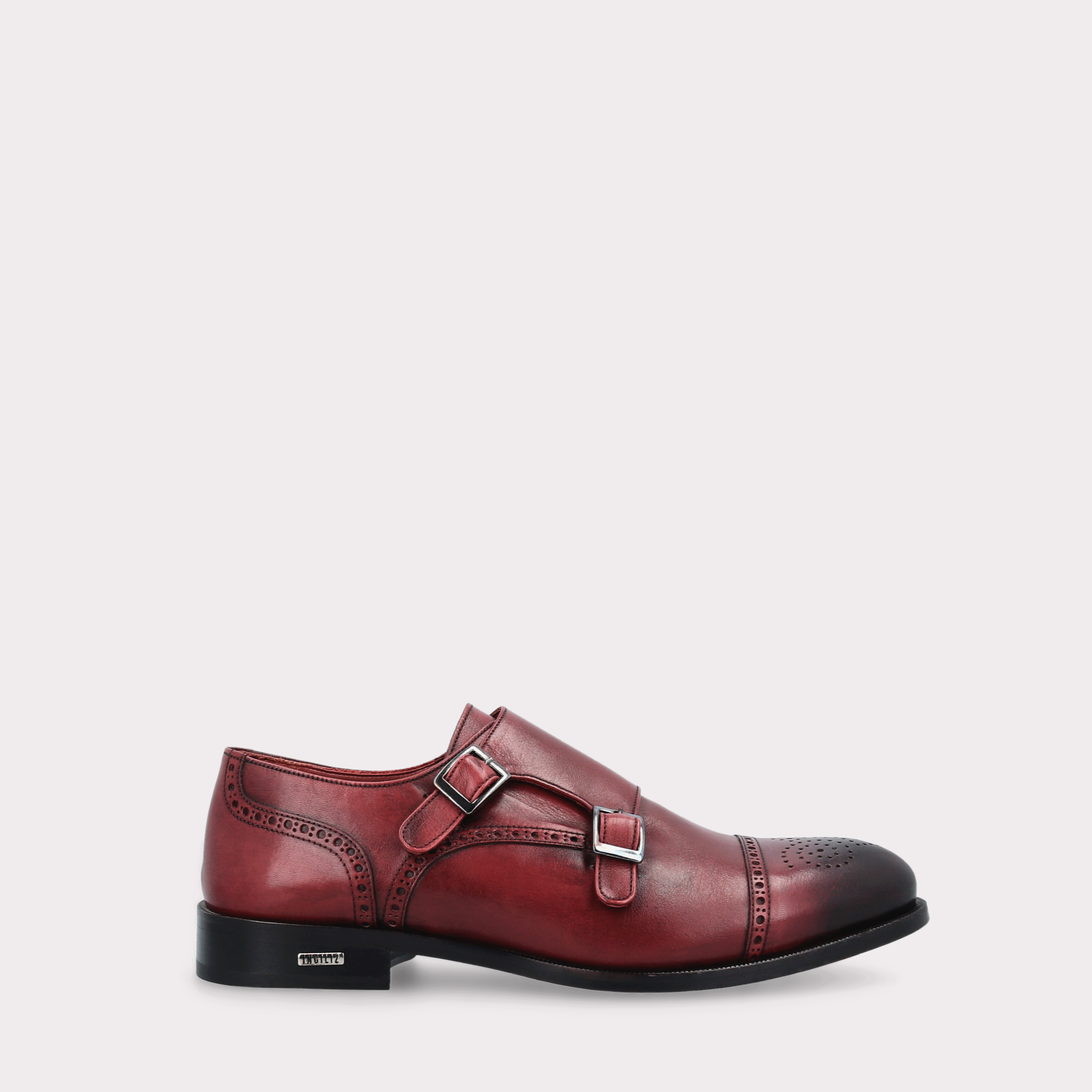 TRENTO 01 bordeaux leather monk strap shoes