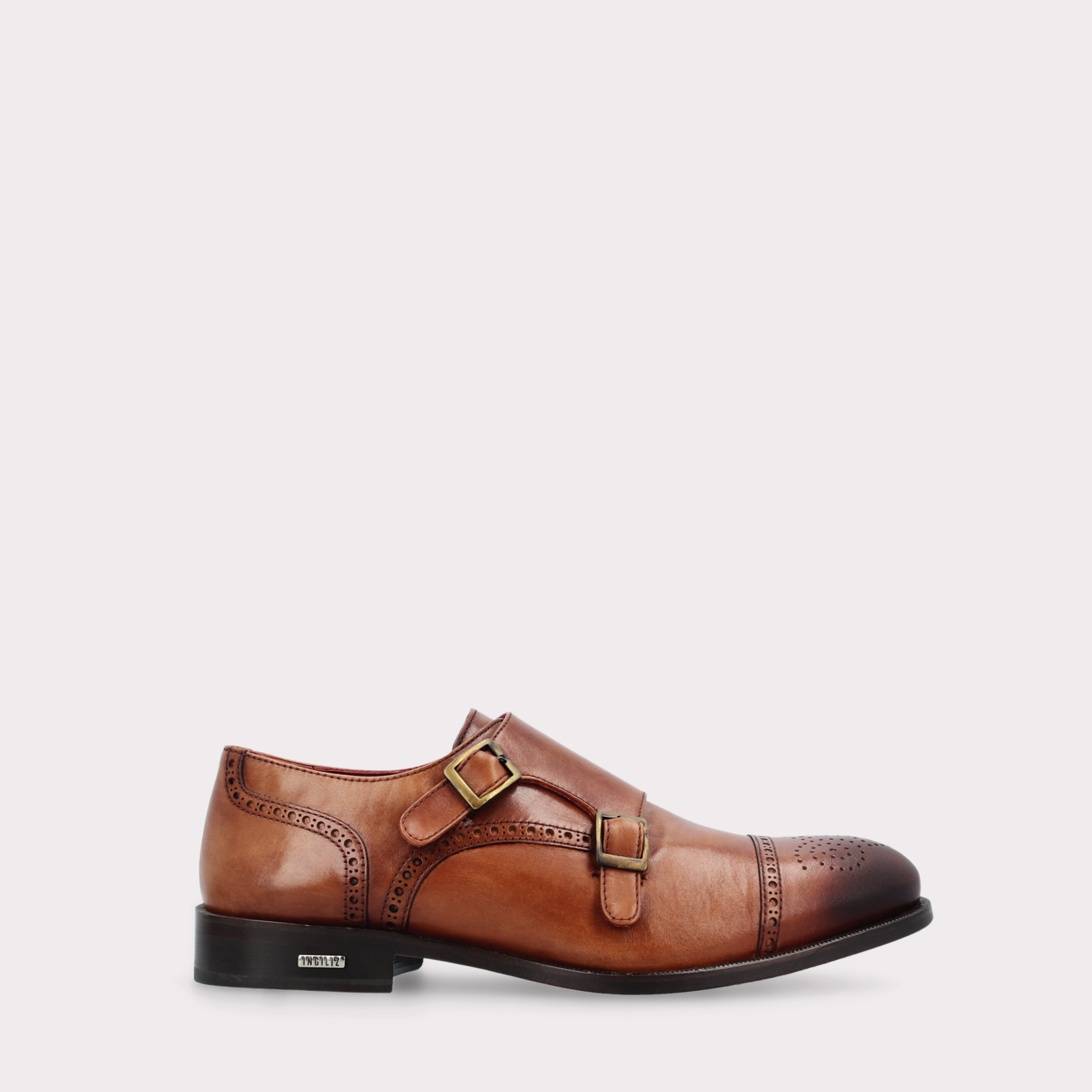 TRENTO 01 brown leather monk strap shoes