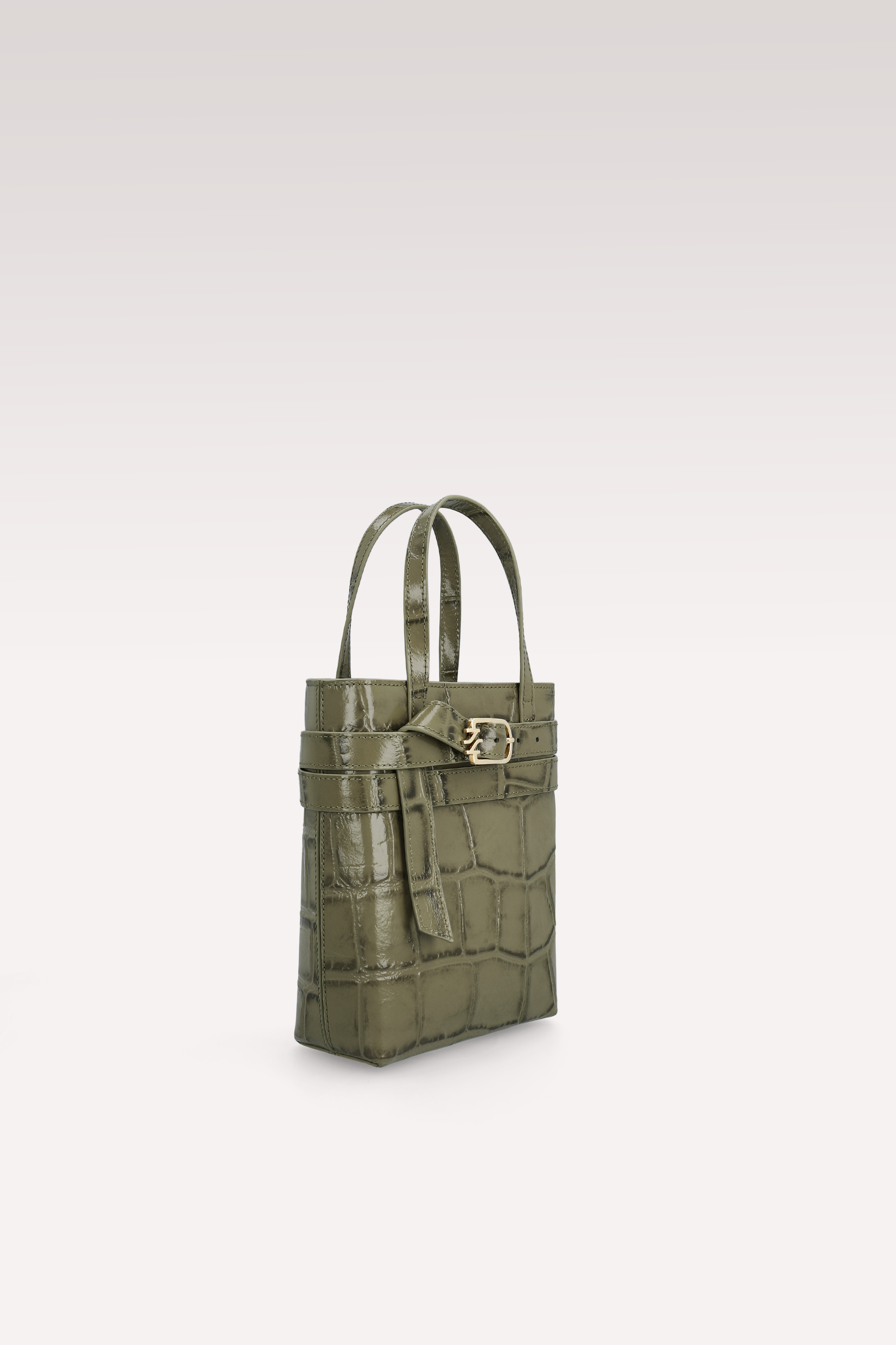 CARRIE OLIVE COCCO EMBOSSED LEATHER CROSSBODY BAG