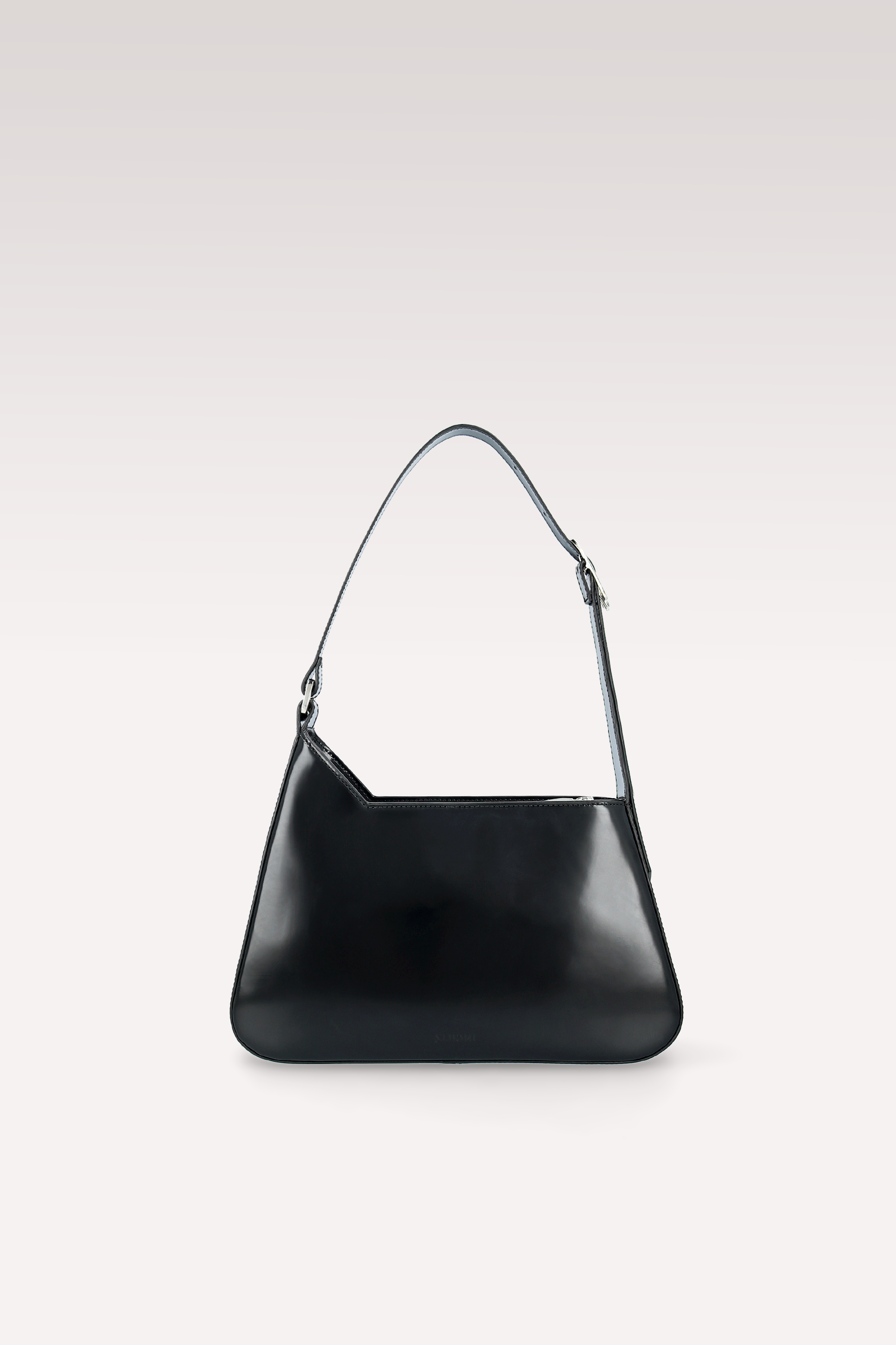 DALIA BLACK SEMI PATENT LEATHER SHOULDER BAG