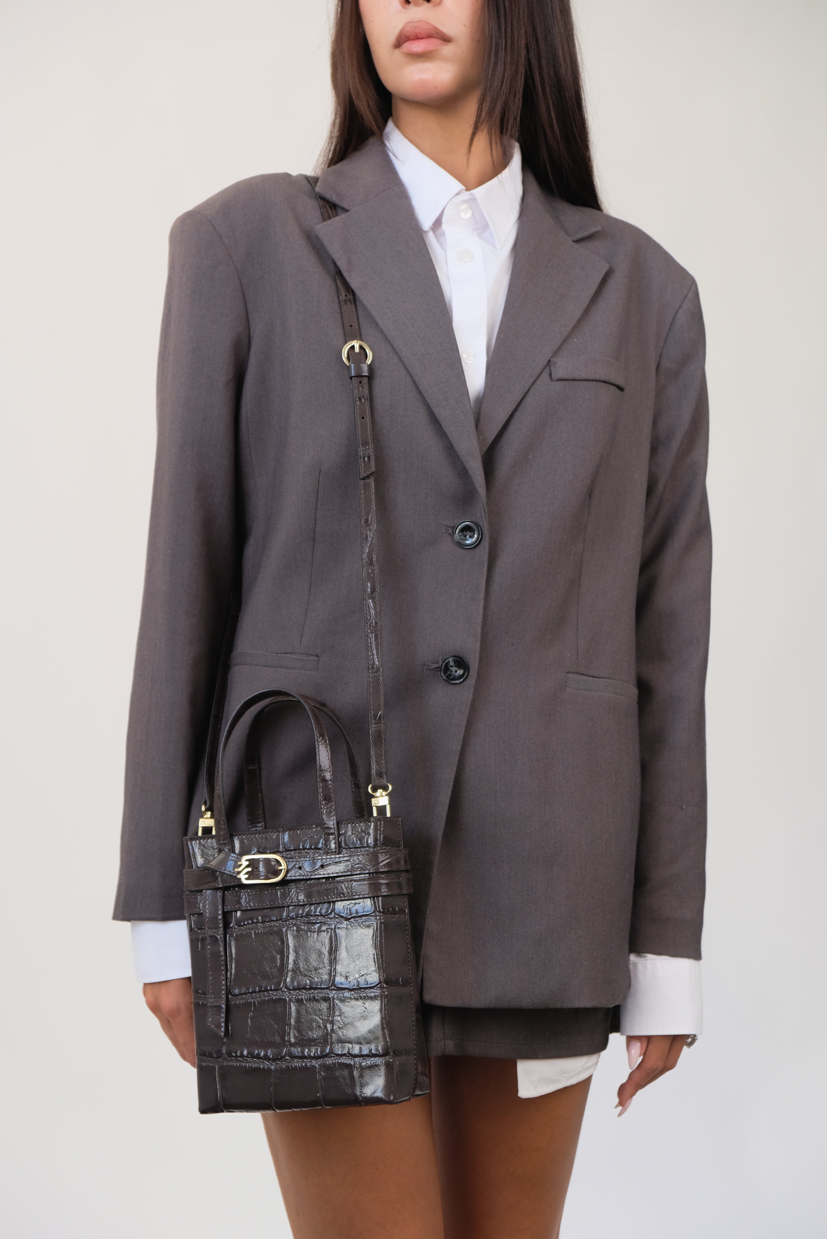 BORSA A TRACOLLA CARRIE BROWN IN PELLE STAMPATA COCCO
