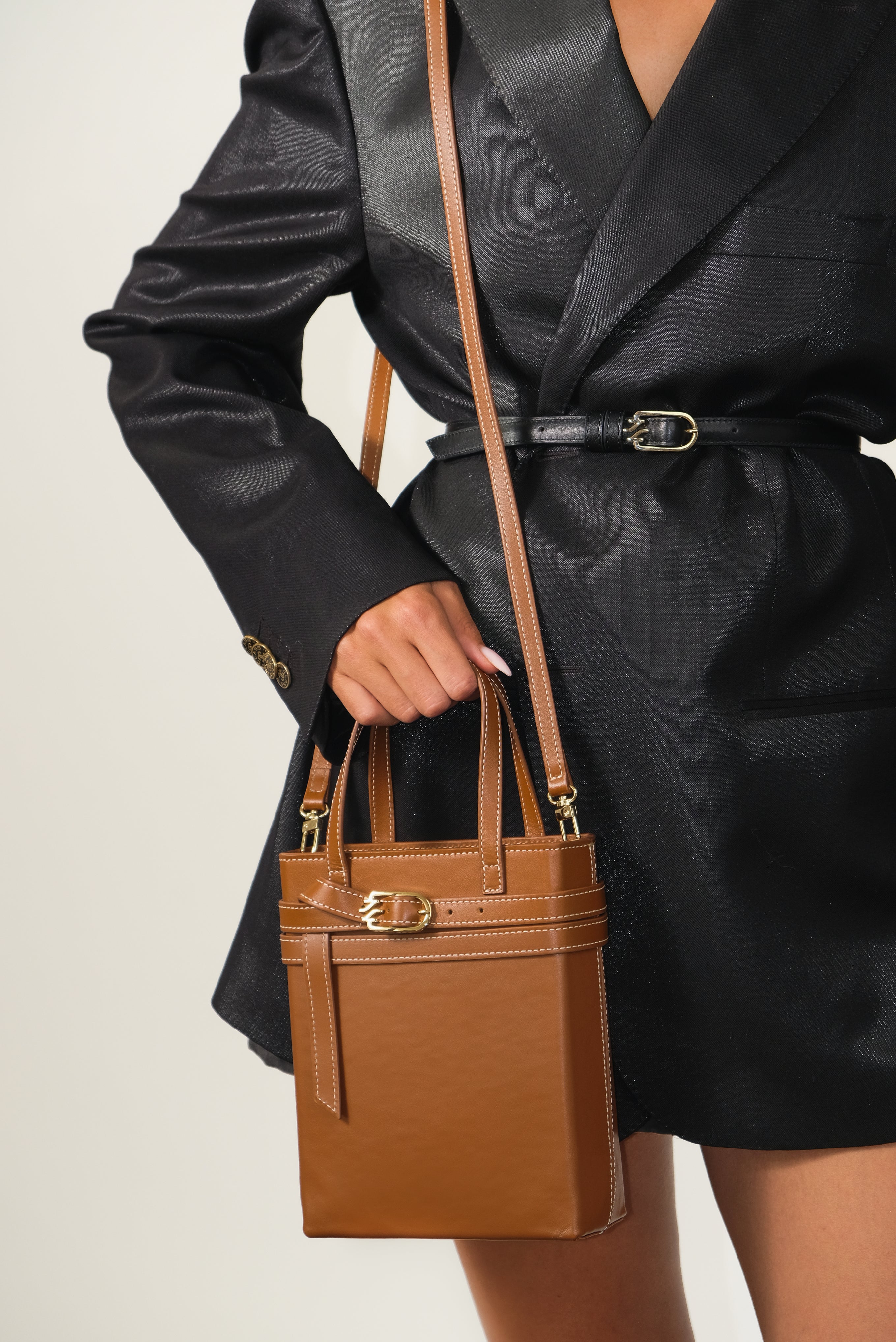 BORSA A TRACOLLA IN PELLE NAPPA MARRONE CARRIE