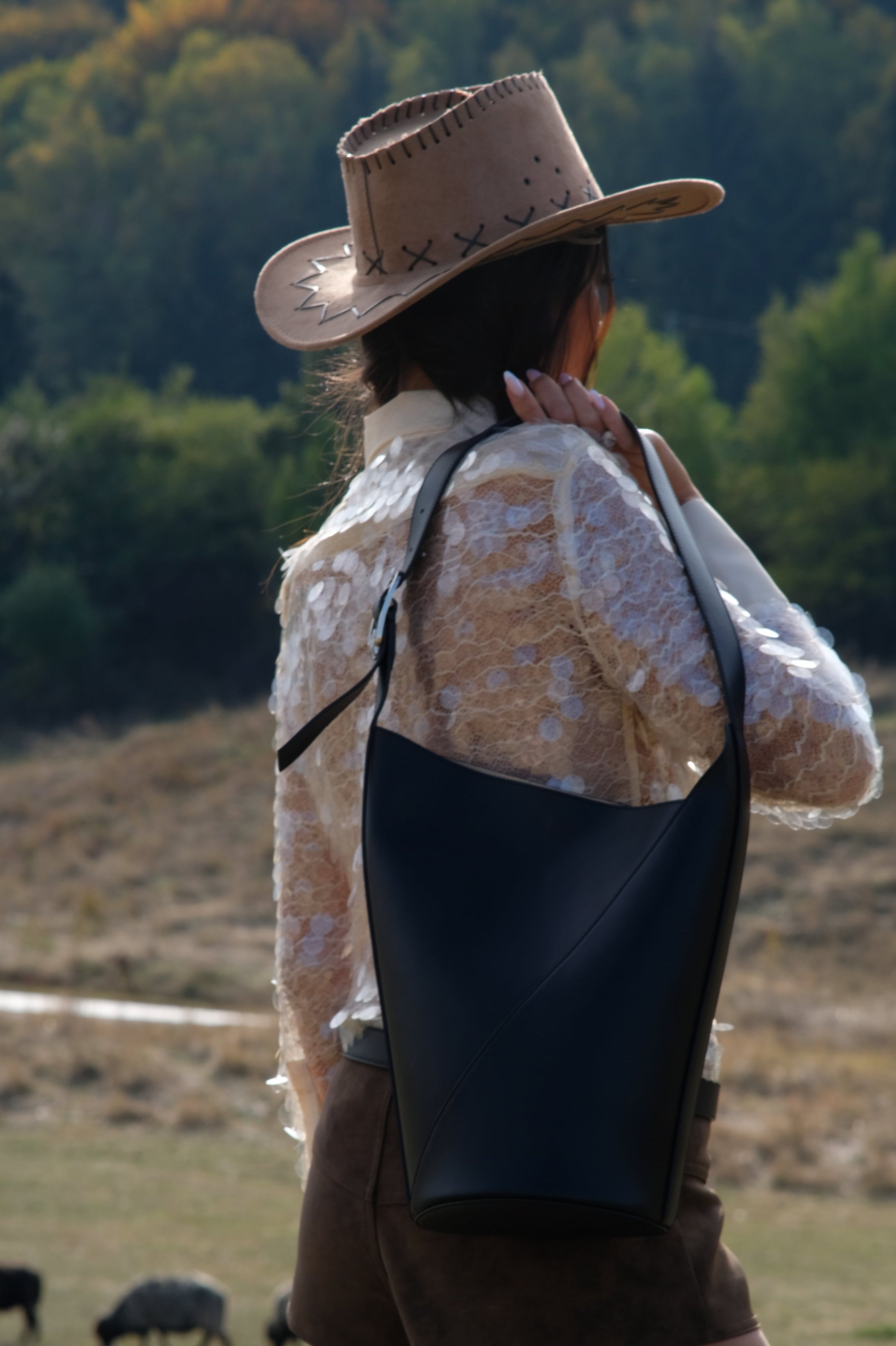 BLOOM BLACK NAPPA LEATHER TOTE BAG