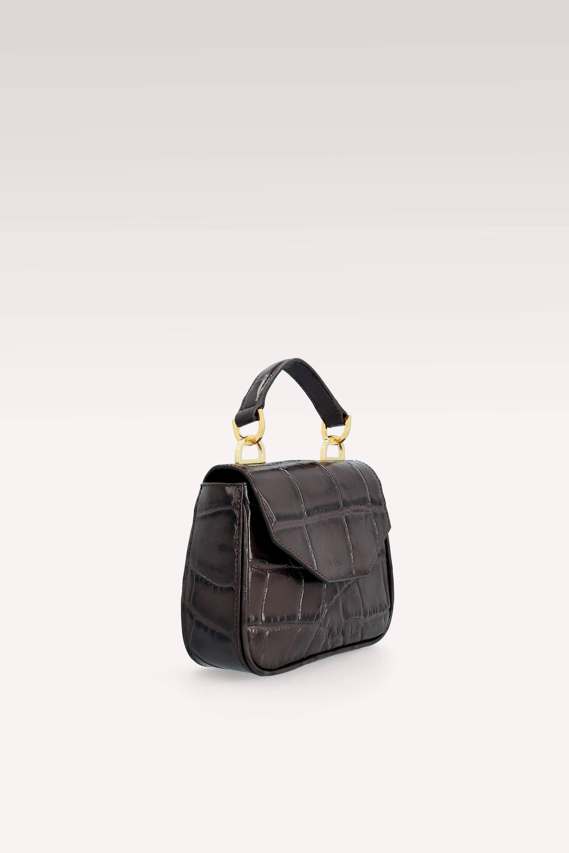 MILLY BROWN COCCO EMBOSSED LEATHER MINI BAG